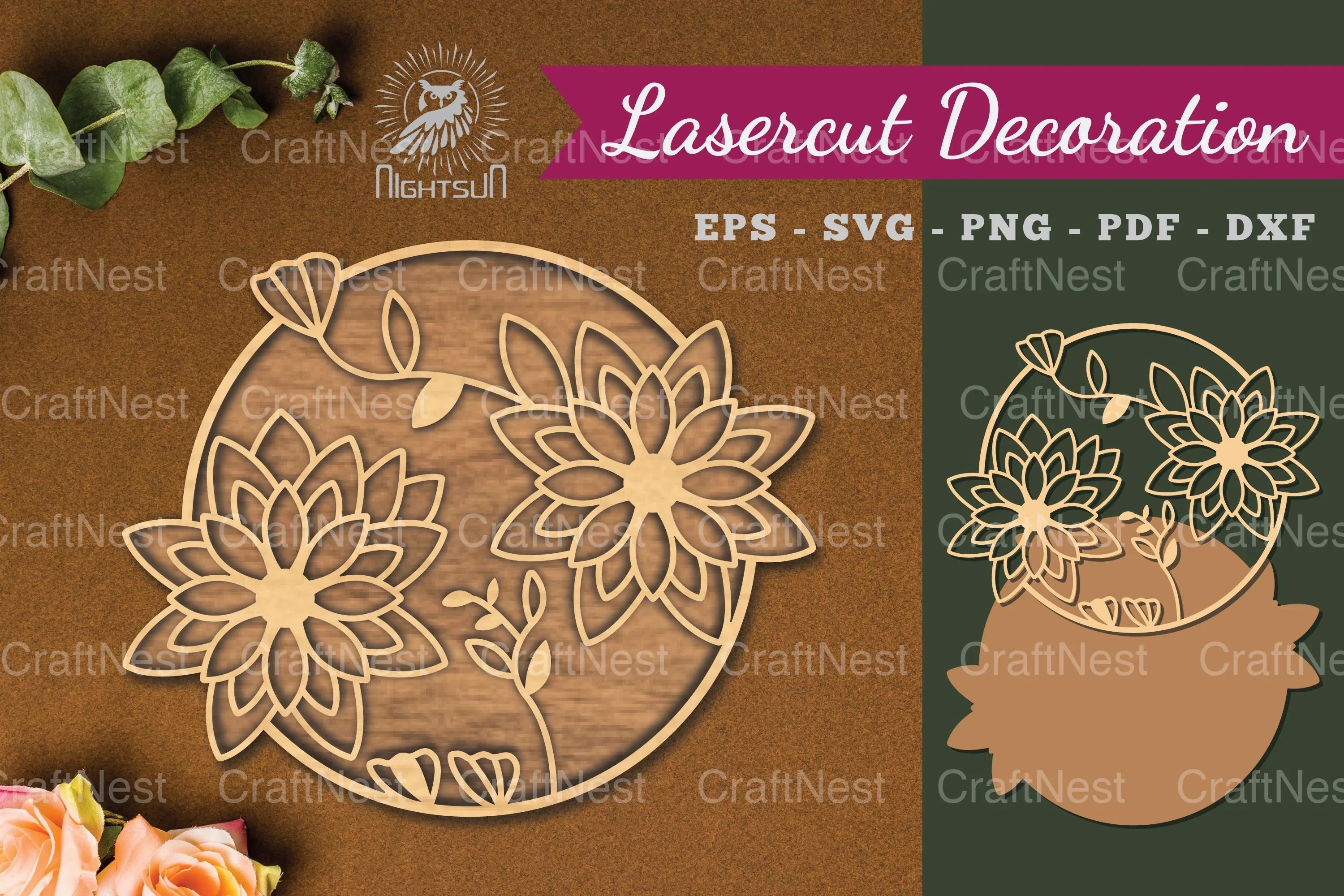 Flowers Round Laser Cut Decoration Clipart Bundle - CraftNest - Digital Crafting and Art