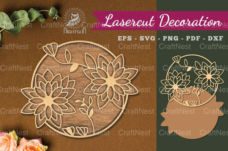 Flowers Round Laser Cut Decoration Clipart Bundle - CraftNest - Digital Crafting and Art