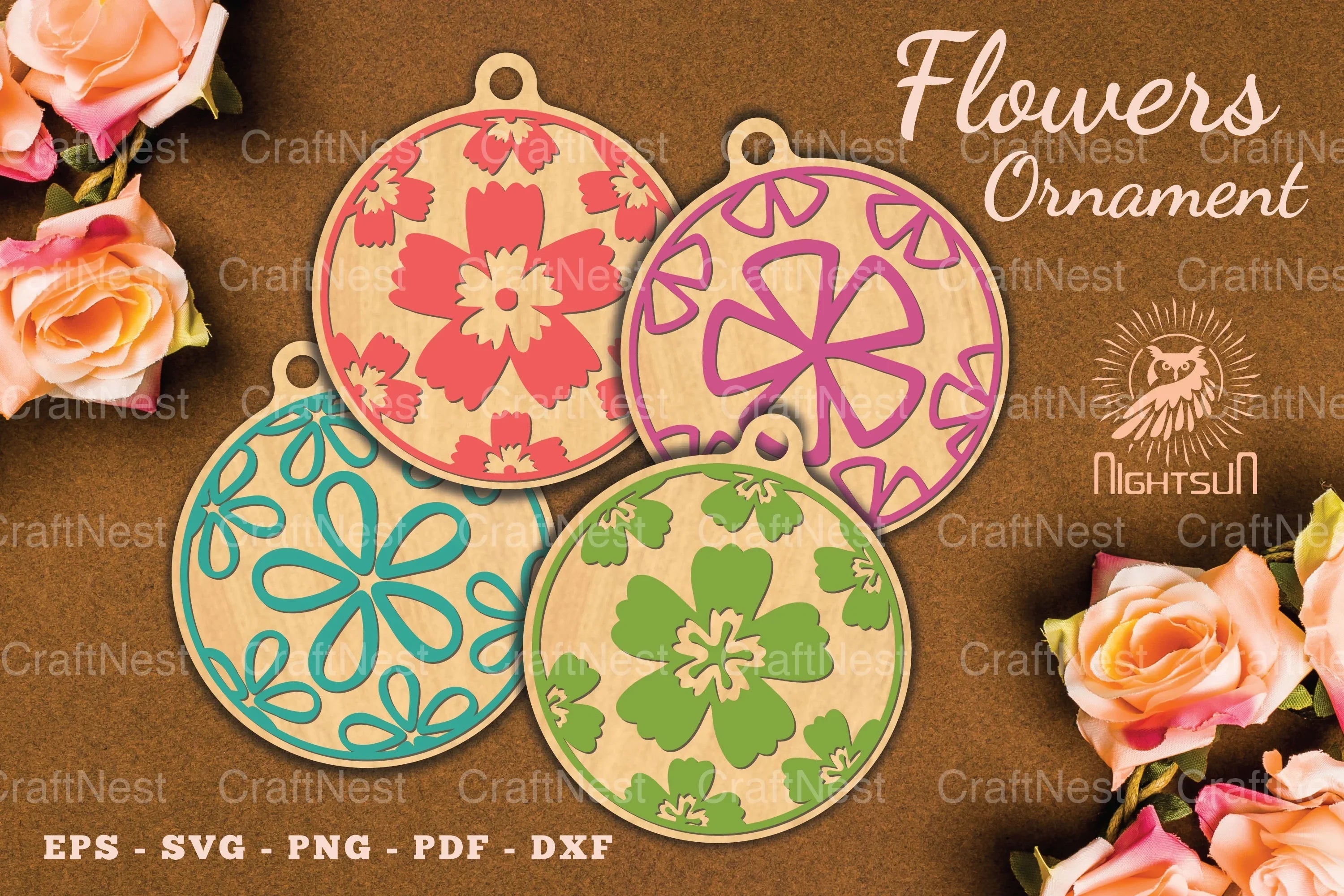 3888 Flowers Round Ornament Clipart Bundle - CraftNest - Digital Crafting and Art