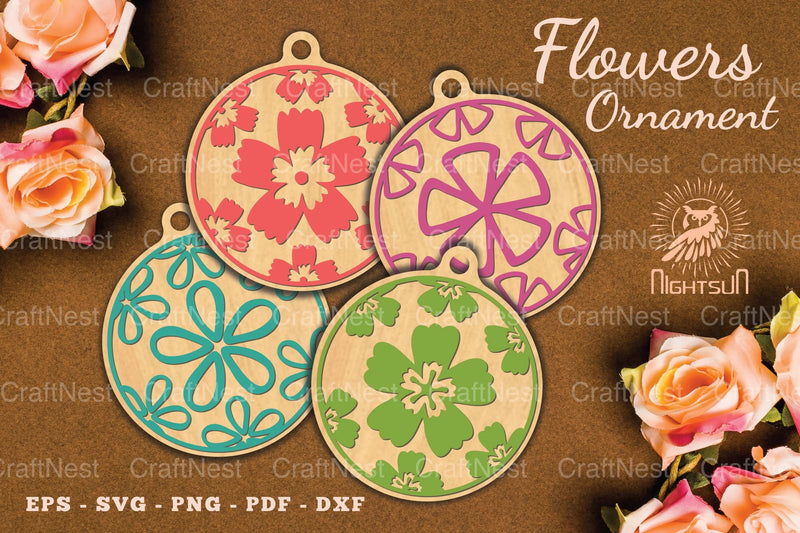 3888 Flowers Round Ornament Clipart Bundle - CraftNest - Digital Crafting and Art