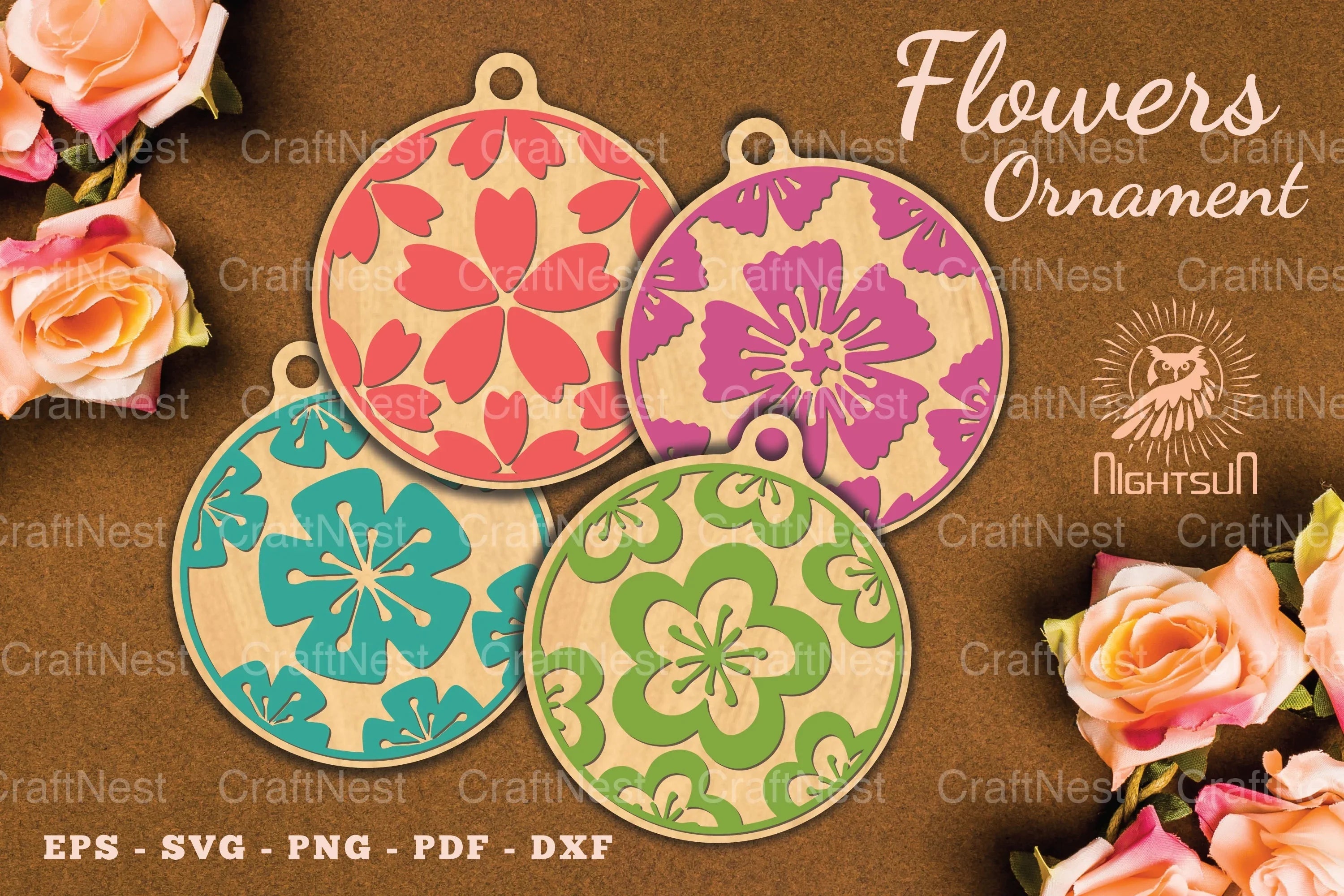 3890 Flowers Round Ornament Clipart Bundle - CraftNest - Digital Crafting and Art