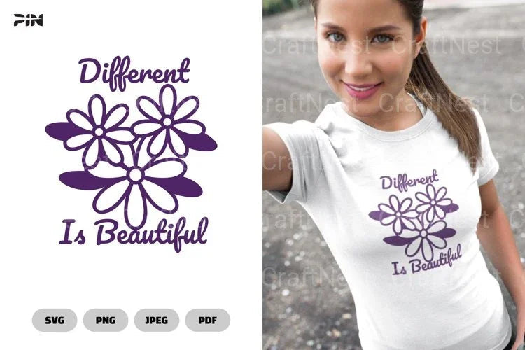 Different Is Beautiful Flowers SVG Bundle - CraftNest - Digital Crafting and Art