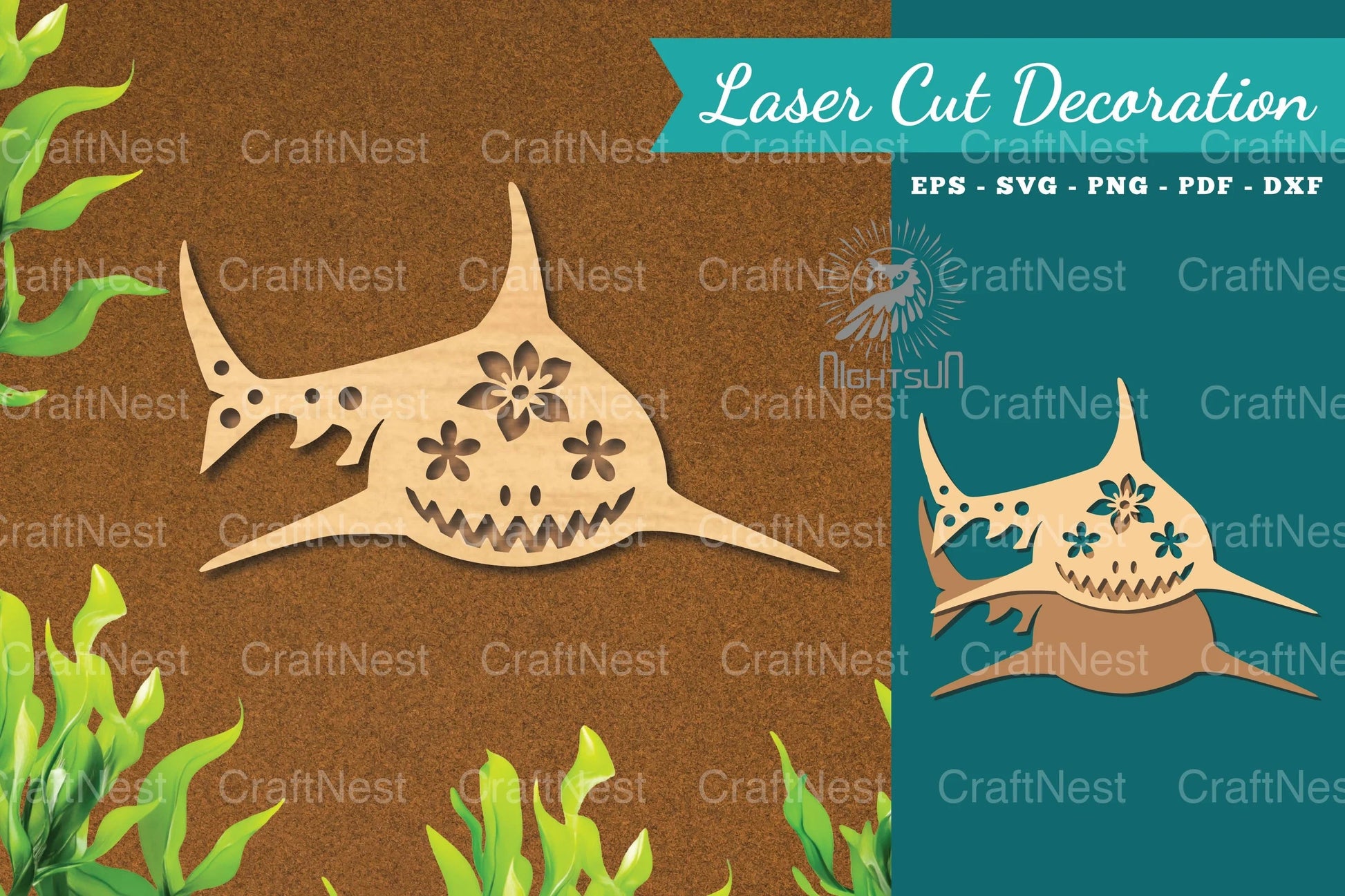 Shark Laser Cut Flower Decoration Clipart Bundle - CraftNest - Digital Crafting and Art