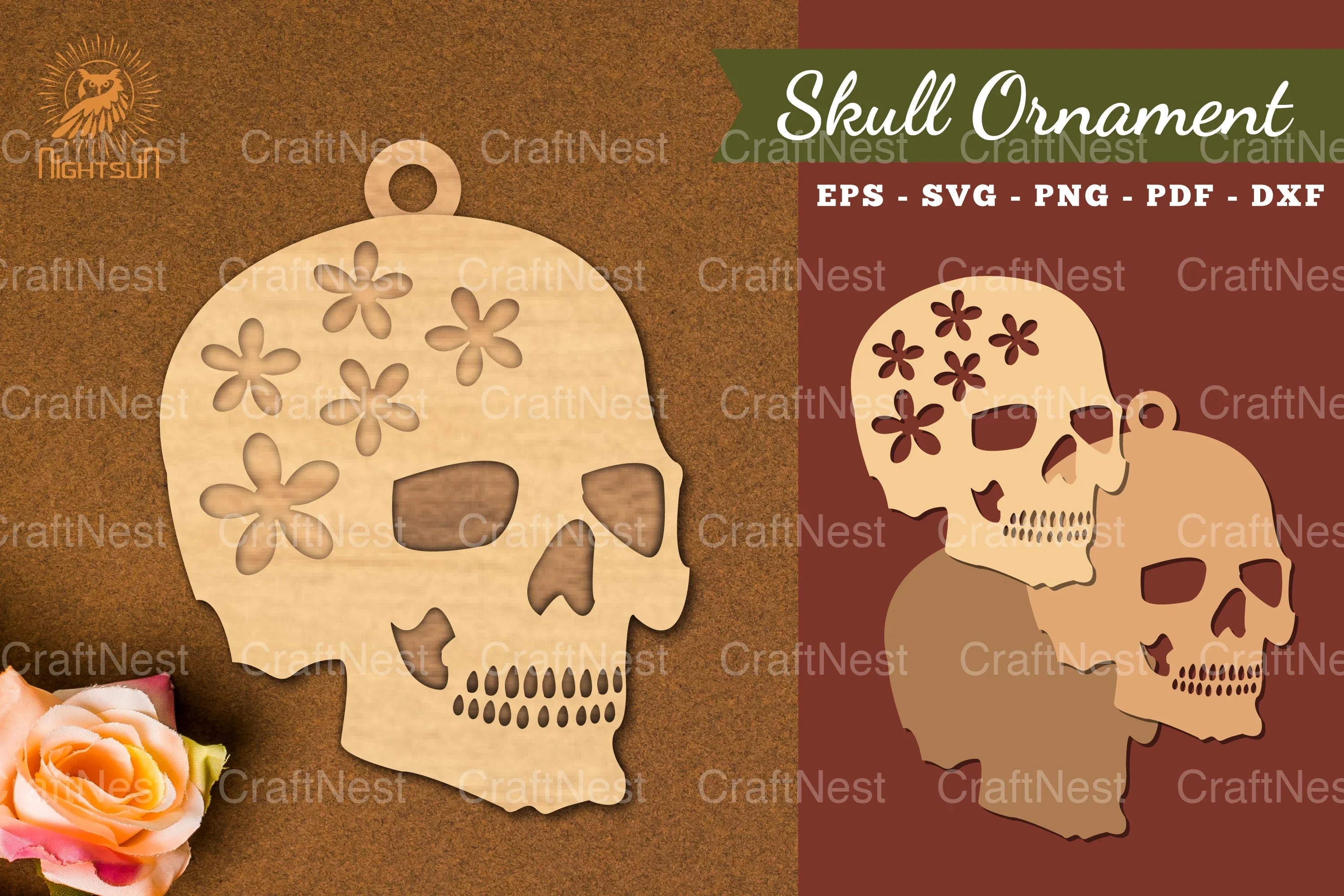 Flowers Skull Laser Cut Ornament Clipart Bundle - CraftNest - Digital Crafting and Art