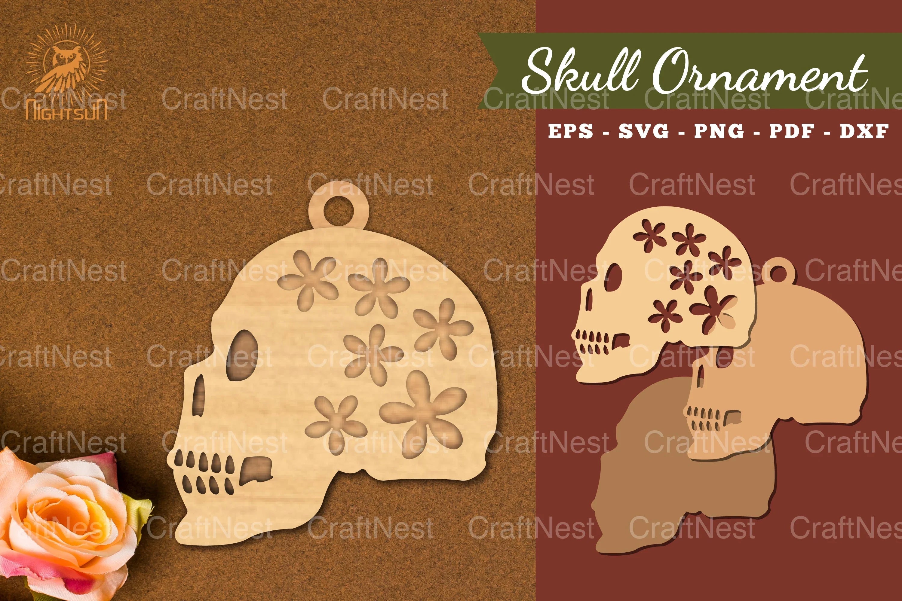 Flowers Skull Laser Cut Ornament Clipart Bundle - CraftNest - Digital Crafting and Art