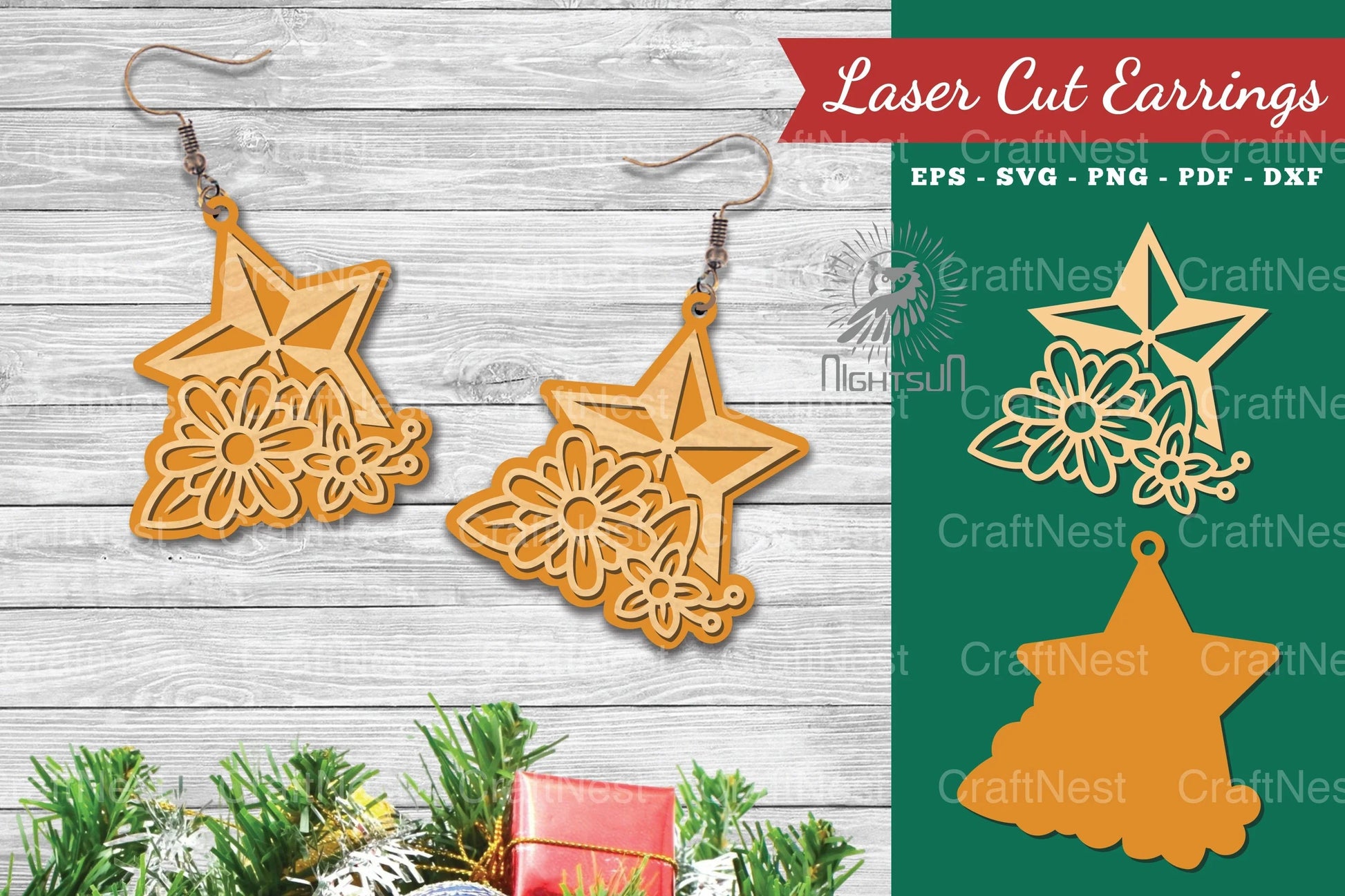 Star Laser Cut Flower Earrings - Jewelry Design - CraftNest - Digital Crafting and Art
