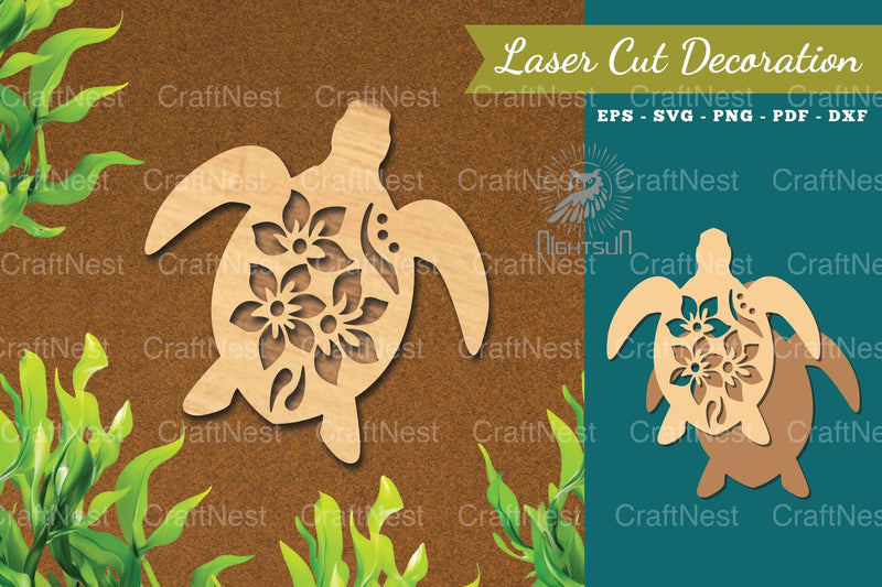 Turtle Flowers Laser Cut Decoration Clipart Bundle - CraftNest - Digital Crafting and Art