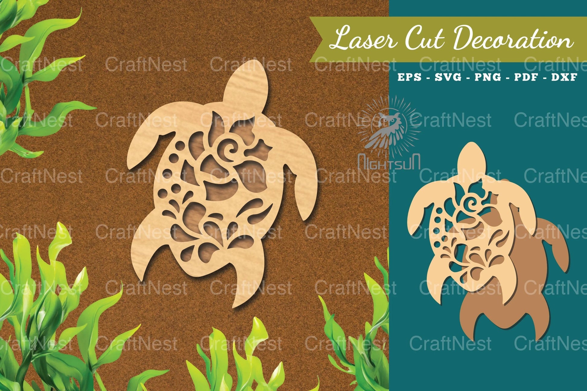 Turtle Flowers Laser Cut Decoration Bundle - CraftNest - Digital Crafting and Art