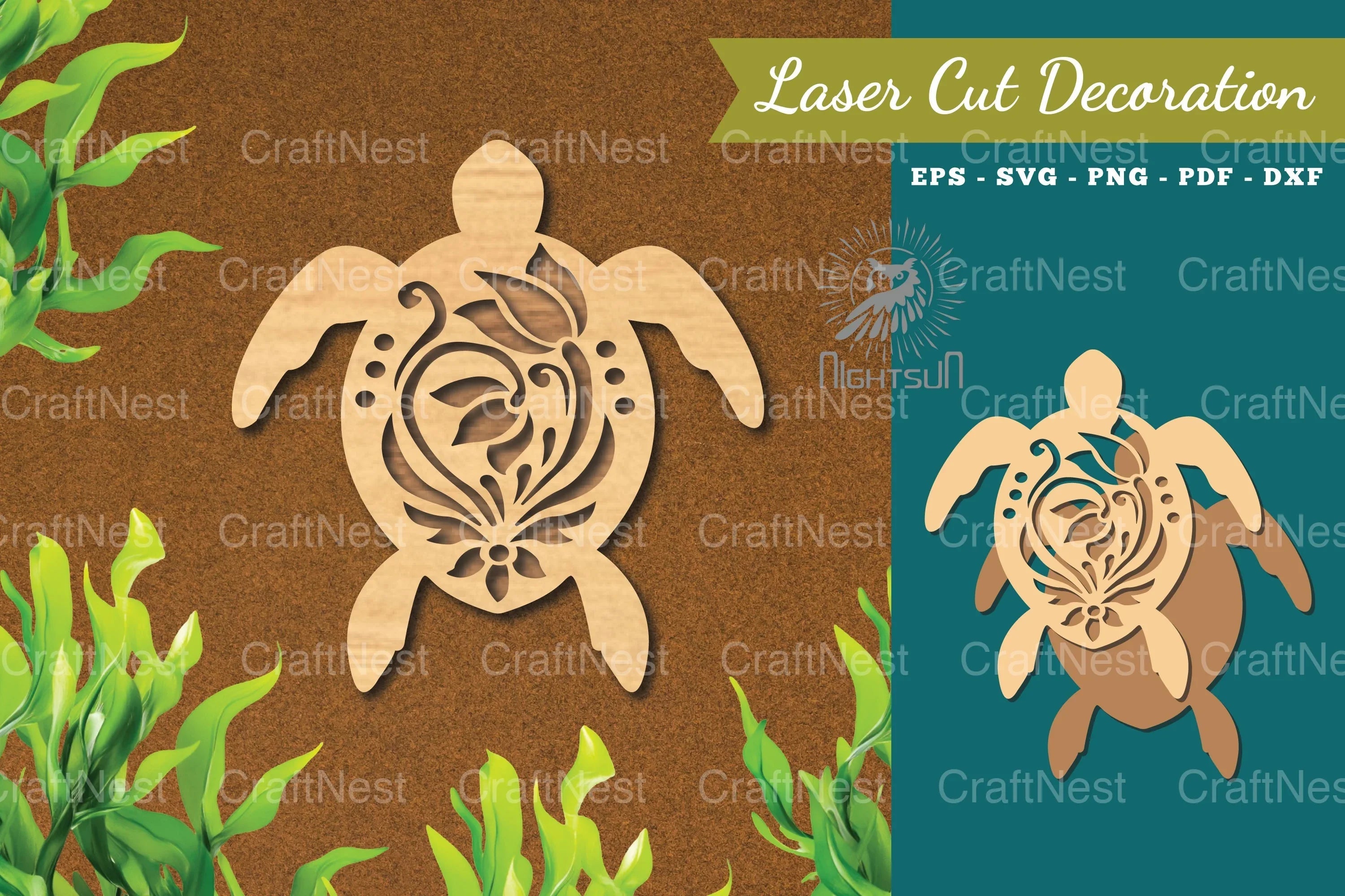 Turtle Flowers Laser Cut Decoration Clipart Bundle - CraftNest - Digital Crafting and Art