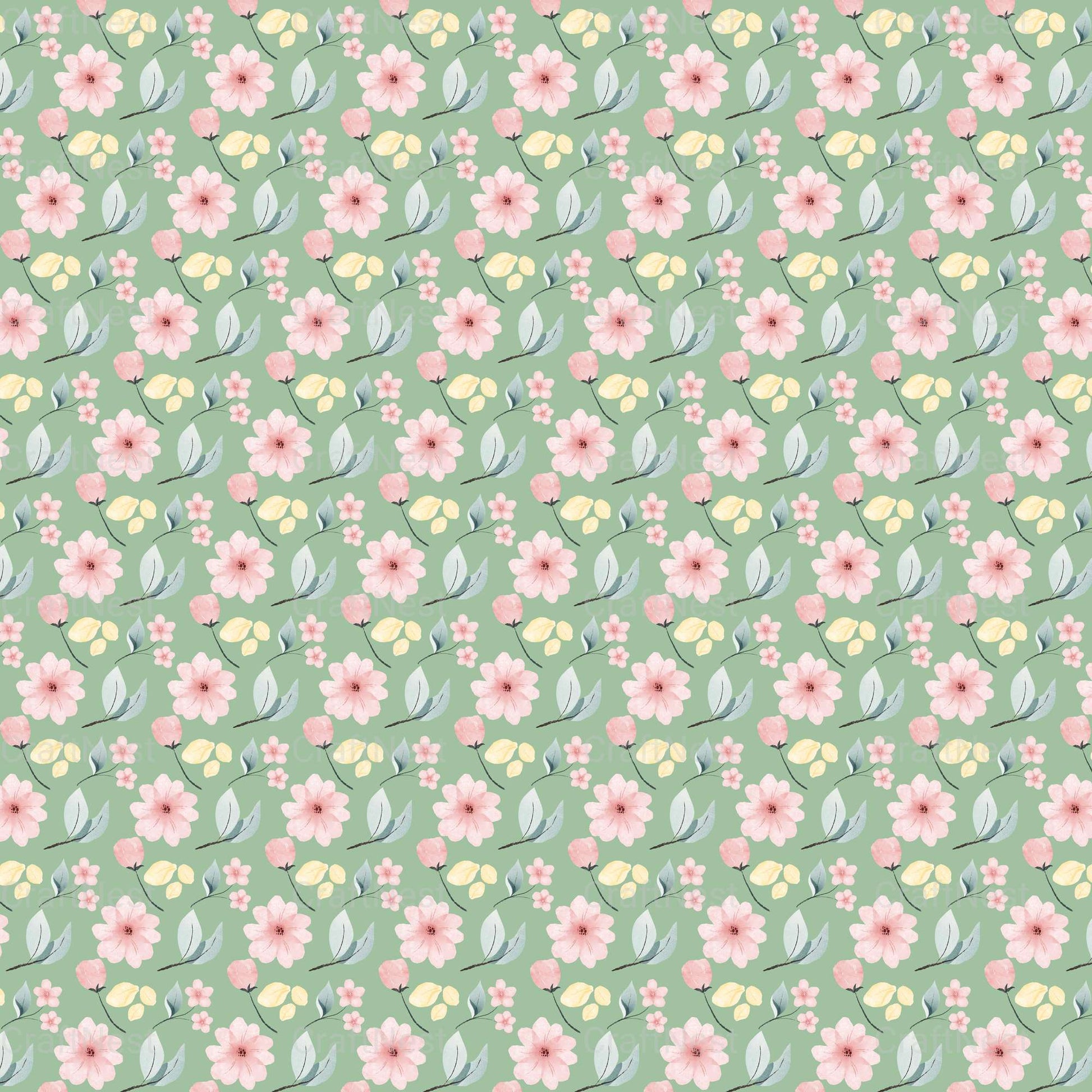 Watercolor Flowers Seamless Digital Paper - CraftNest - Digital Crafting and Art