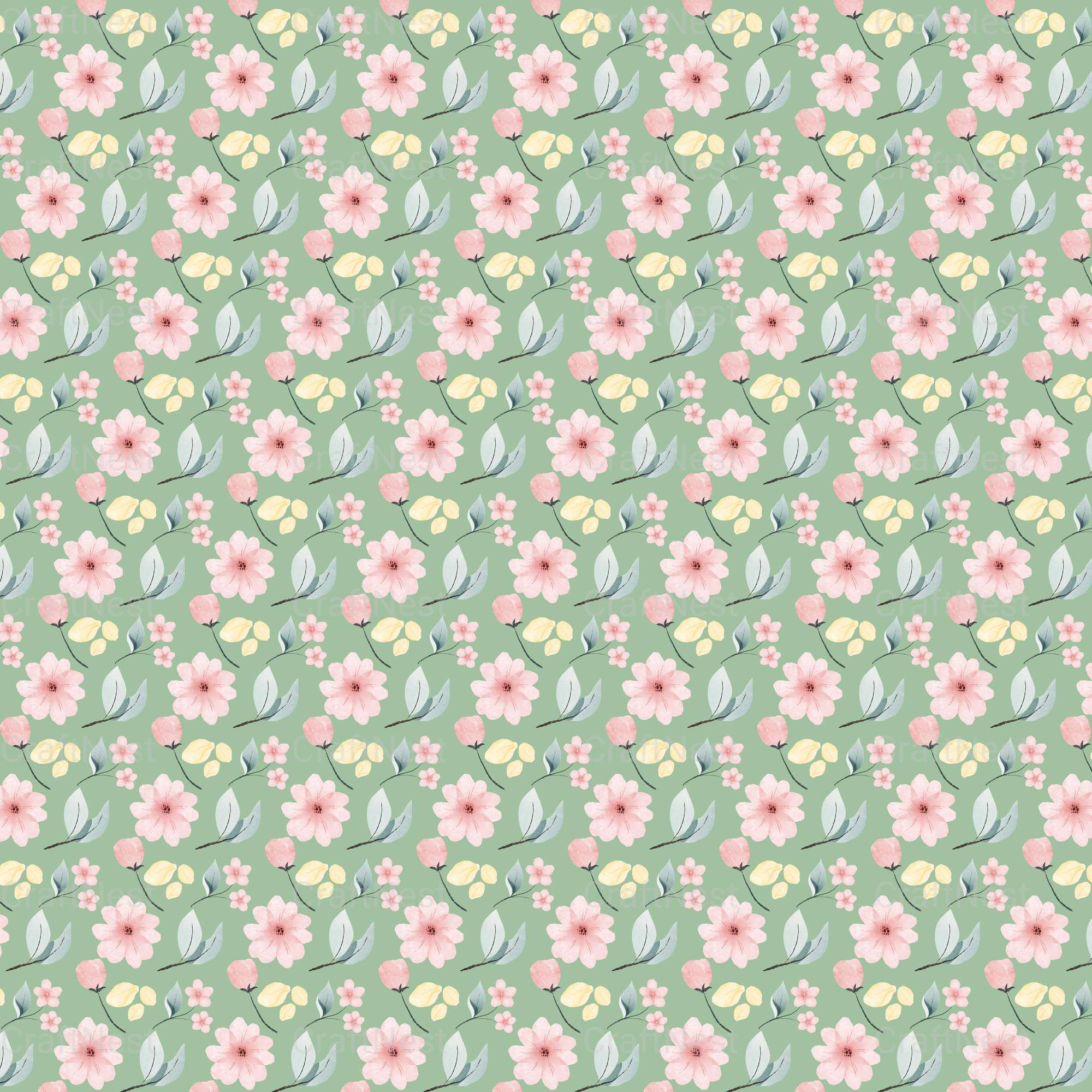 Watercolor Flowers Seamless Digital Paper - CraftNest - Digital Crafting and Art