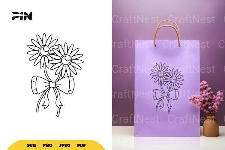 Flowers and Bow SVG Bundle - CraftNest - Digital Crafting and Art