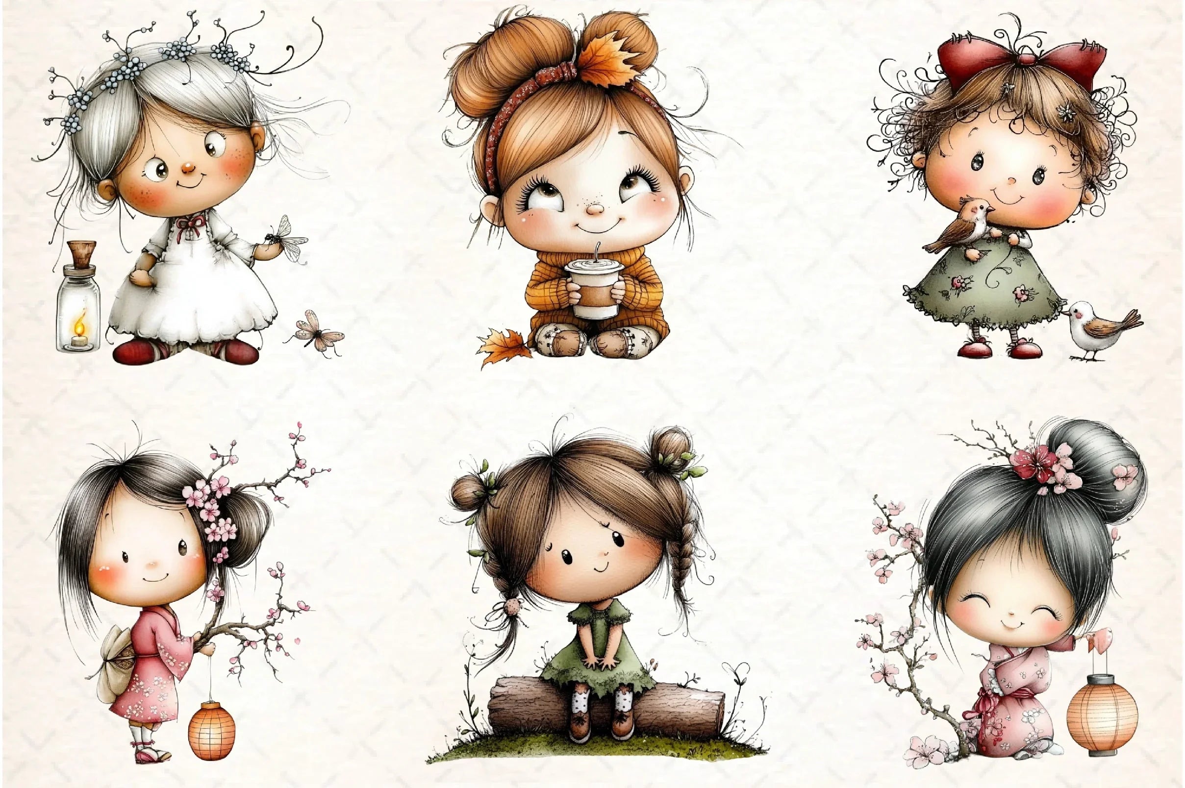 Flowers and Girls Clipart Bundle - CraftNest - Digital Crafting and Art