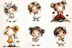 Flowers and Girls Clipart Bundle - CraftNest - Digital Crafting and Art