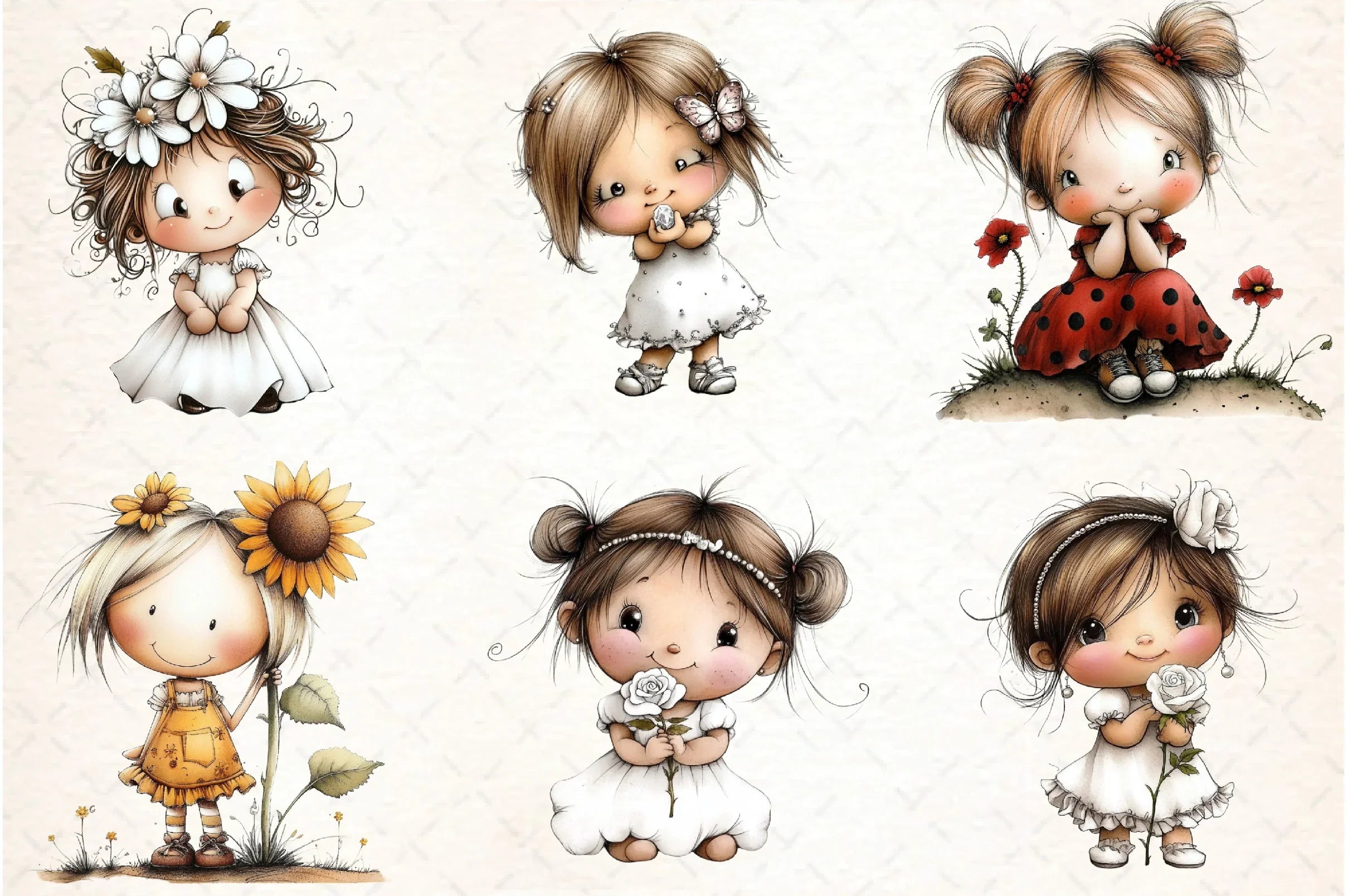 Flowers and Girls Clipart Bundle - CraftNest - Digital Crafting and Art
