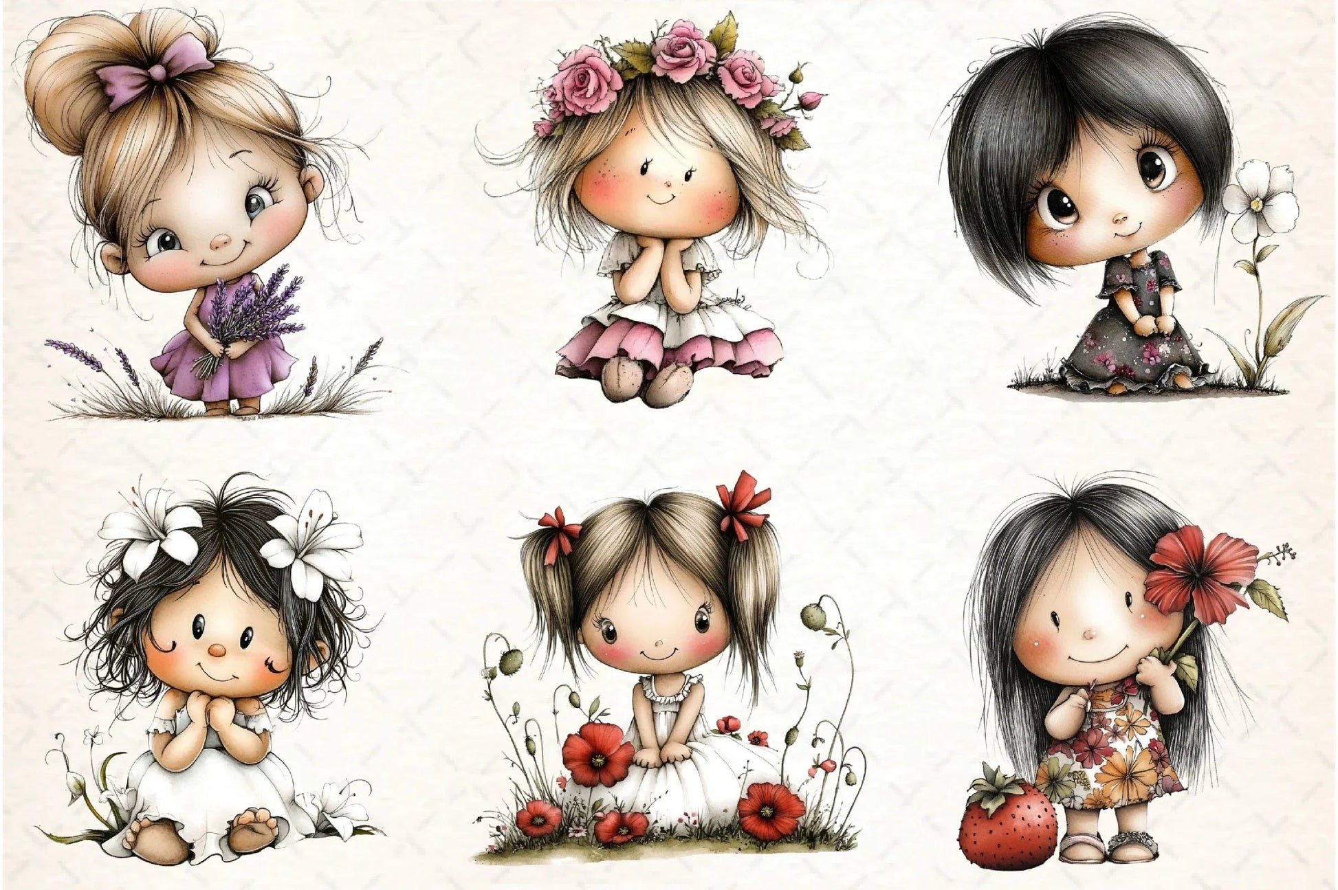 Flowers and Girls Clipart Bundle - CraftNest - Digital Crafting and Art