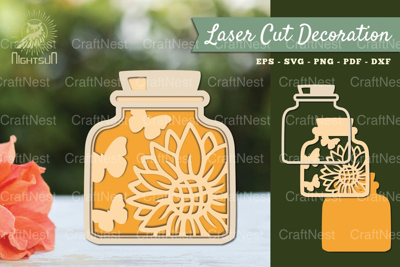 Flowers in Bottle 3D Lasercut SVG Bundle - CraftNest - Digital Crafting and Art