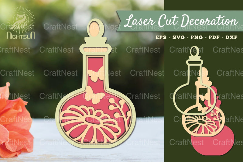 Flowers in Bottle 3D Lasercut SVG Bundle - CraftNest - Digital Crafting and Art