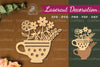 Flowers in Cup Laser Cut Decoration Clipart Bundle