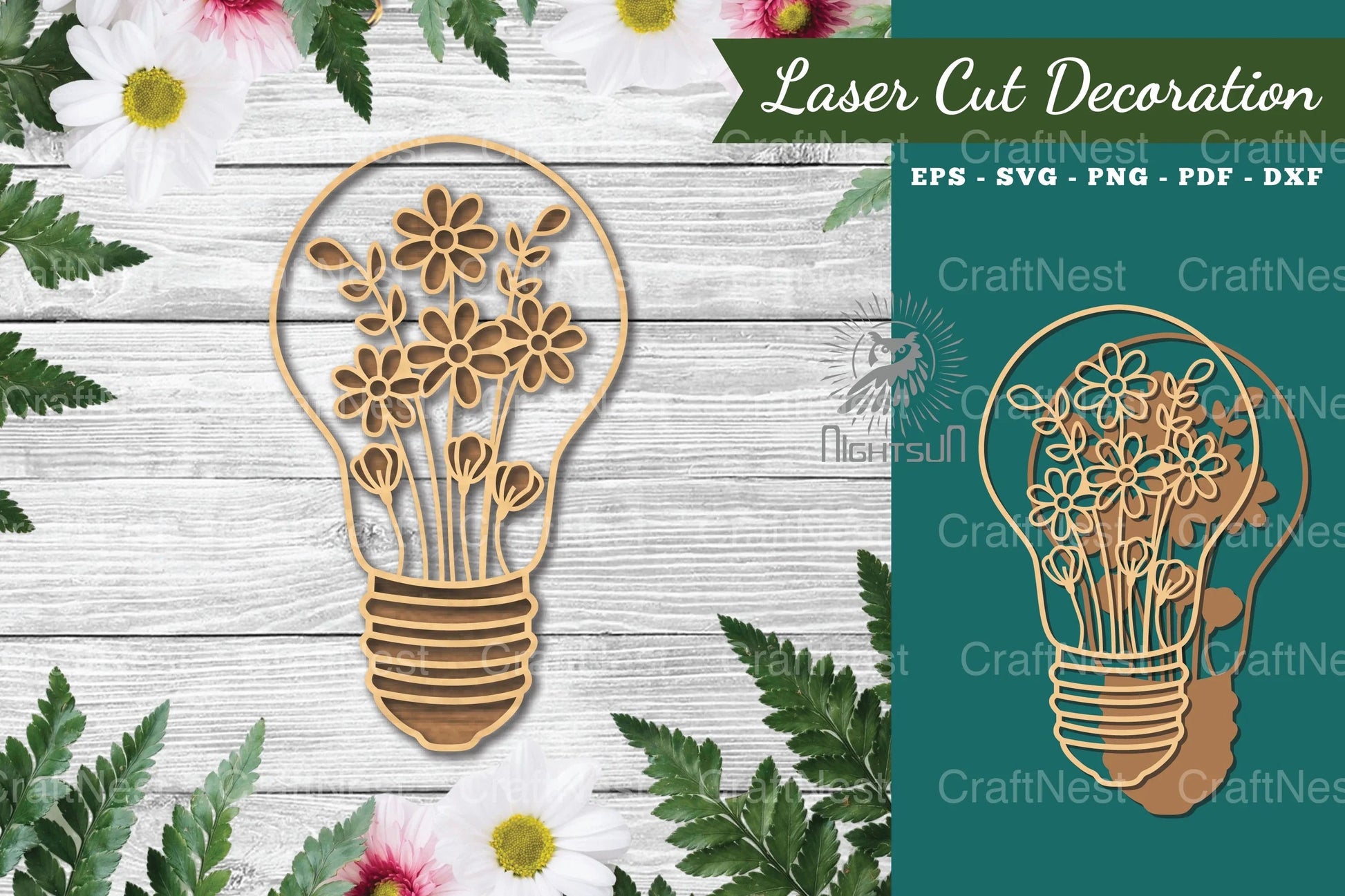 Laser Cut Flower Lamp Decoration Clipart Bundle - CraftNest - Digital Crafting and Art