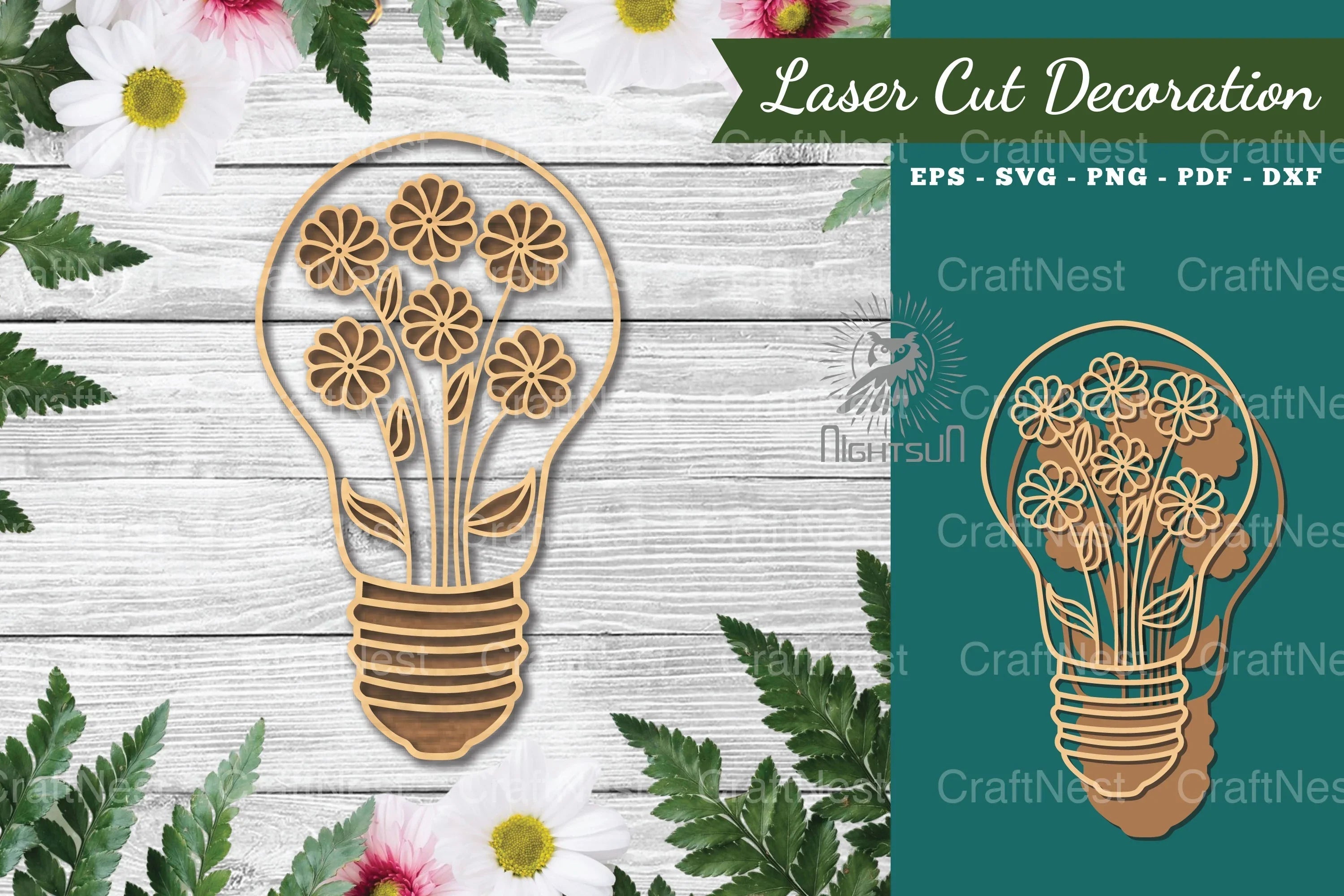 Laser Cut Flower Lamp Decoration Clipart Bundle - CraftNest - Digital Crafting and Art