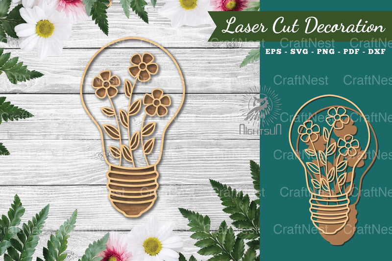 Laser Cut Flower Lamp Decoration Clipart Bundle - CraftNest - Digital Crafting and Art