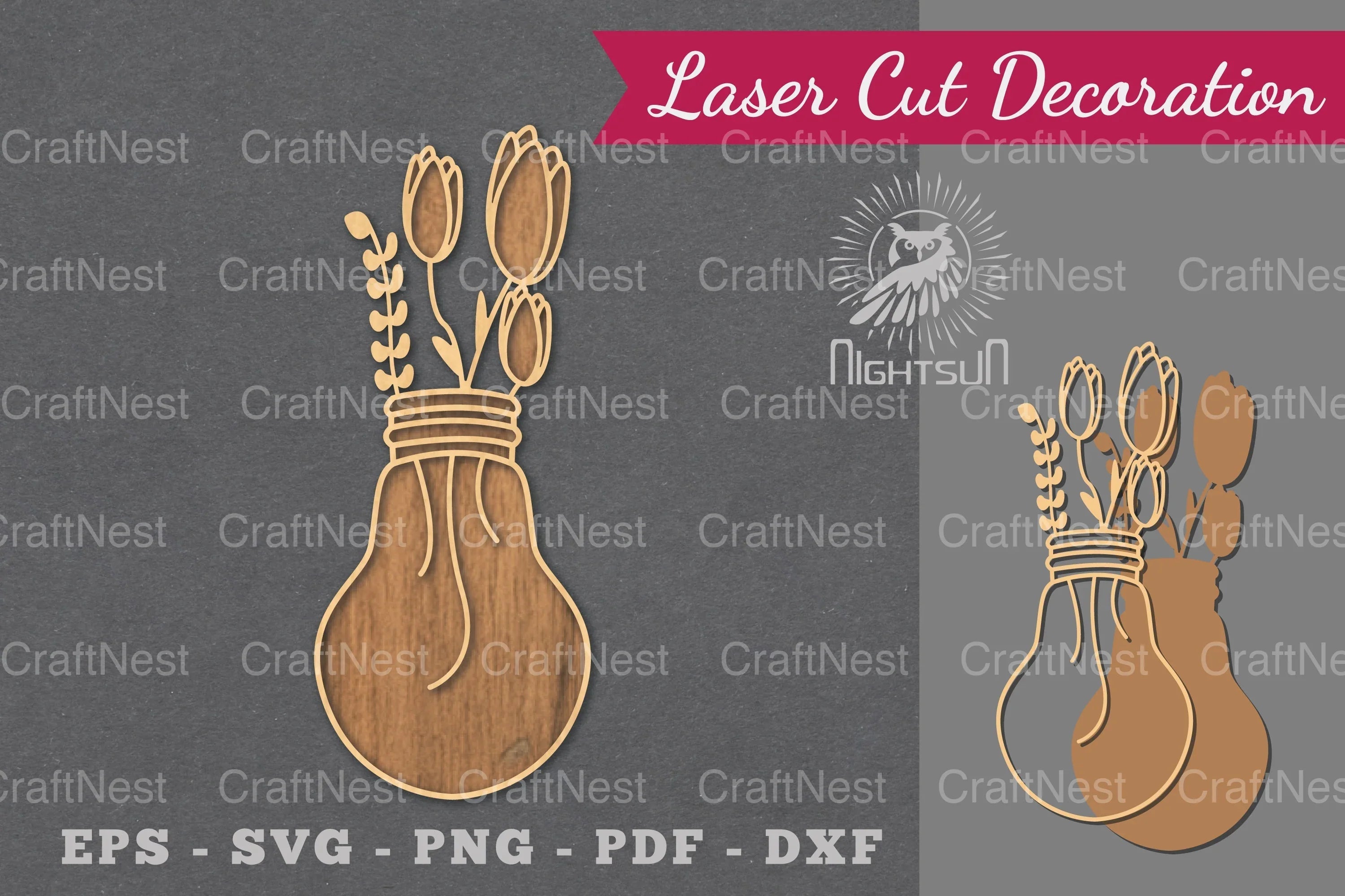 Laser Cut Flower Lamp Decoration Design Bundle - CraftNest - Digital Crafting and Art