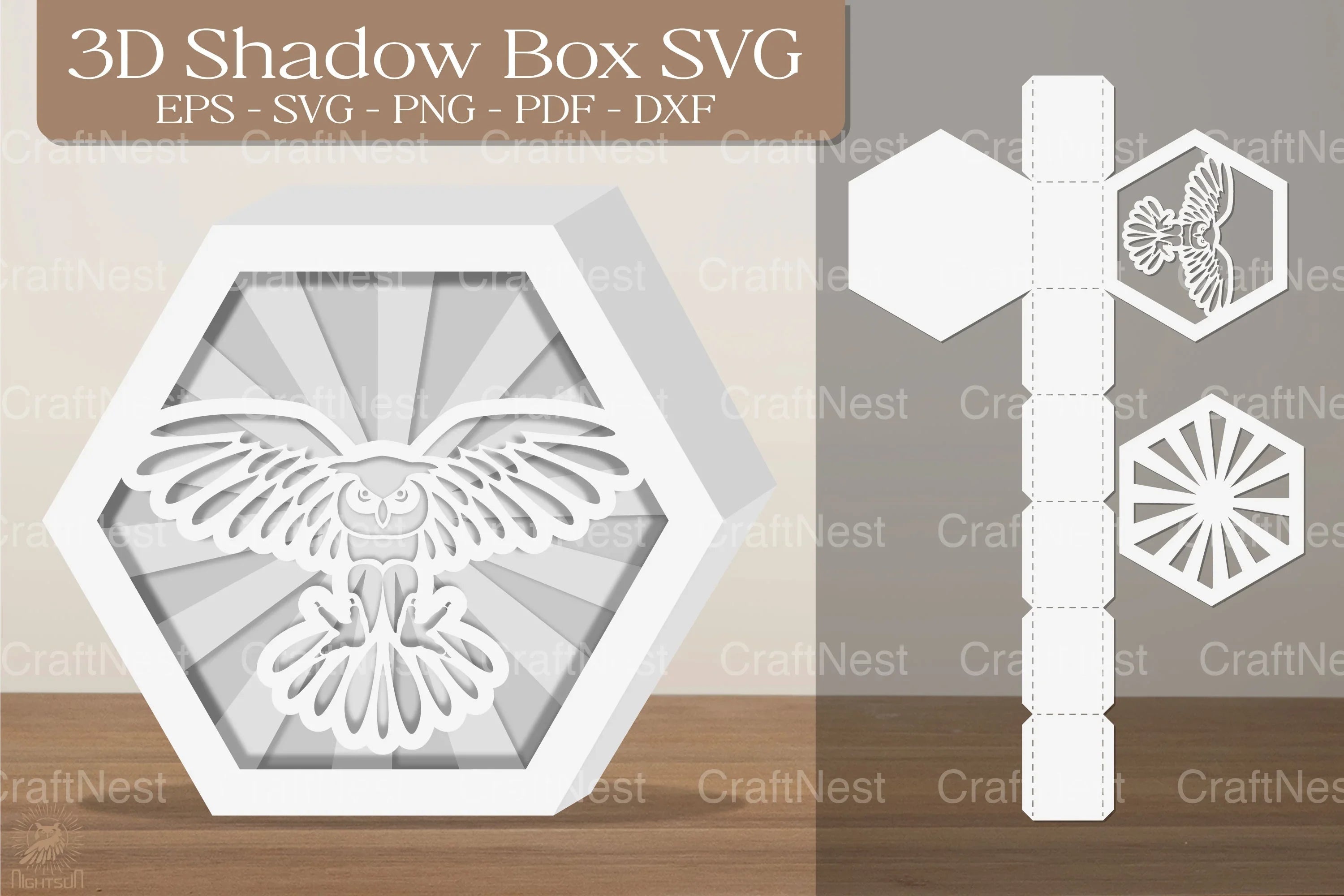 Flying Owl 3D Shadow Box Clipart Bundle - CraftNest - Digital Crafting and Art