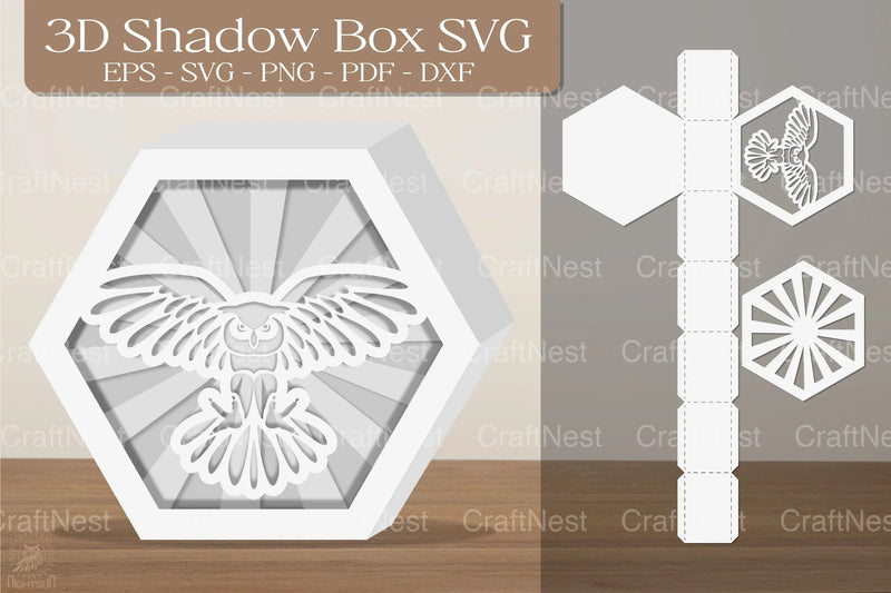Flying Owl 3D Shadow Box Clipart Bundle - CraftNest - Digital Crafting and Art