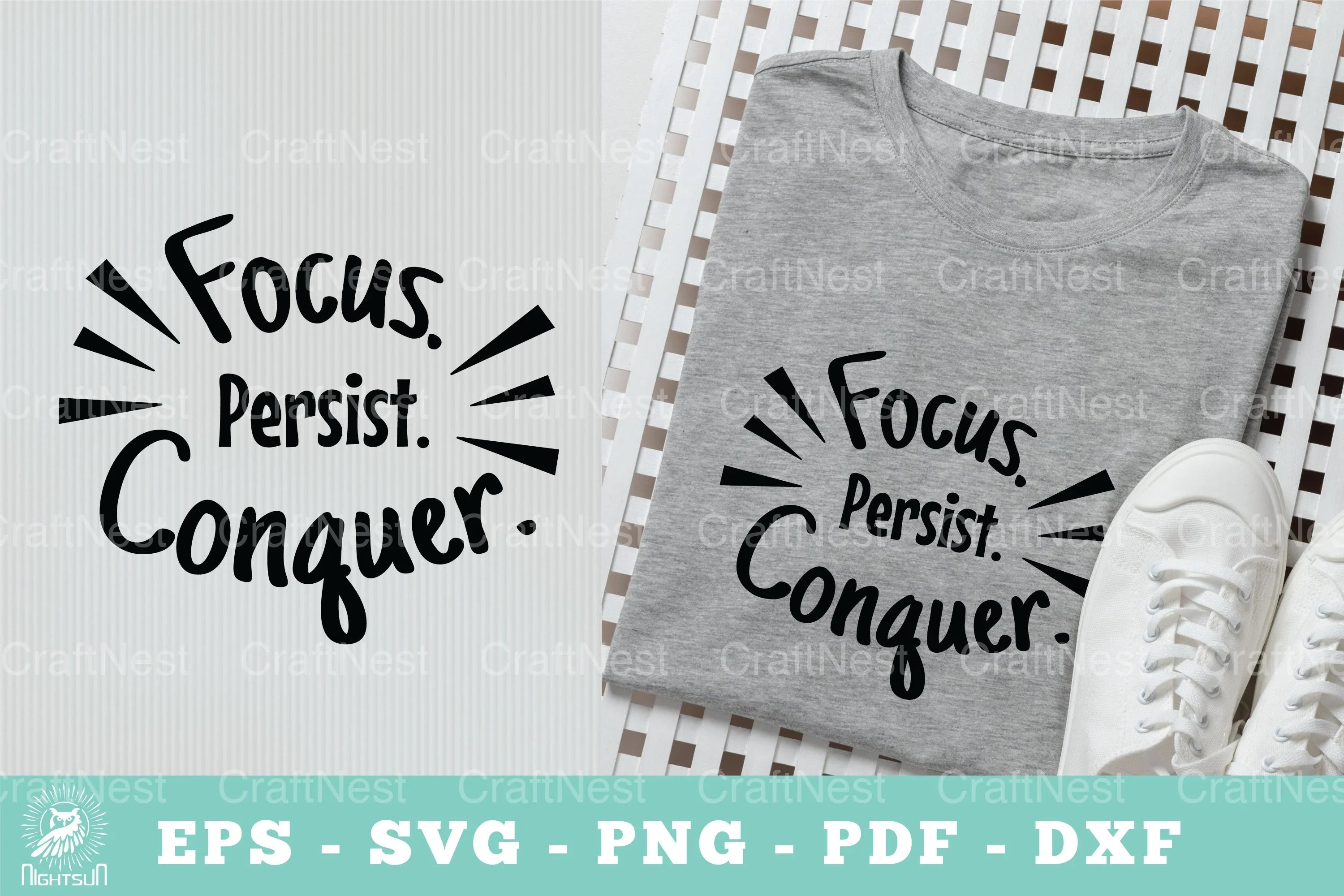Focus Persist Conquer Motivational SVG Bundle - CraftNest - Digital Crafting and Art