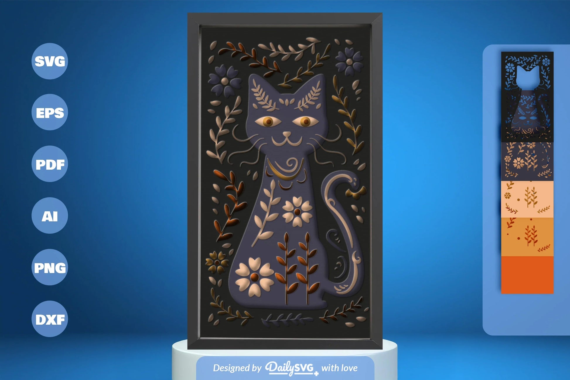 Folk Art Cat Papercut SVG Bundle - CraftNest - Digital Crafting and Art