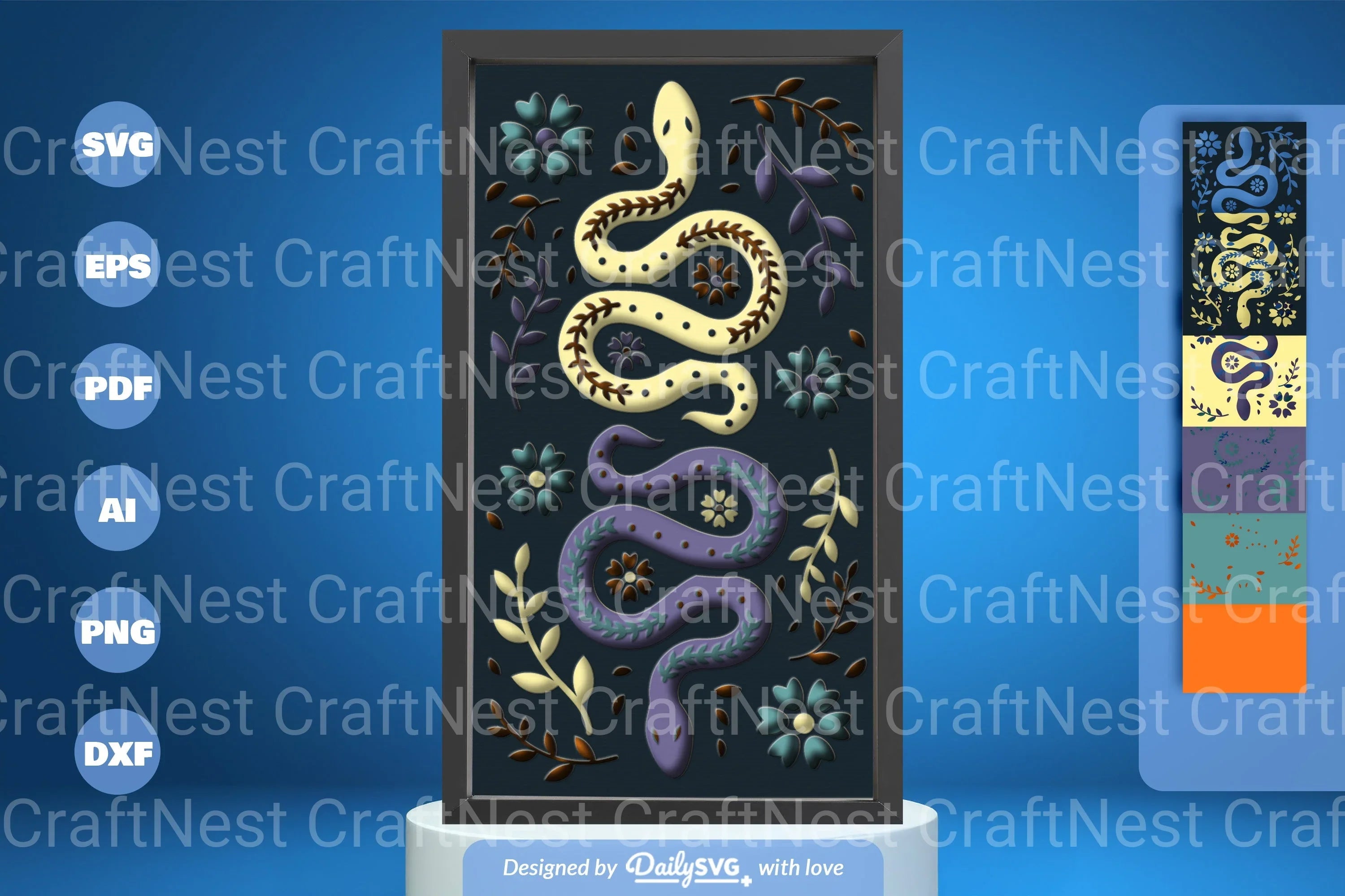 Folk Art Snake Papercut SVG Bundle