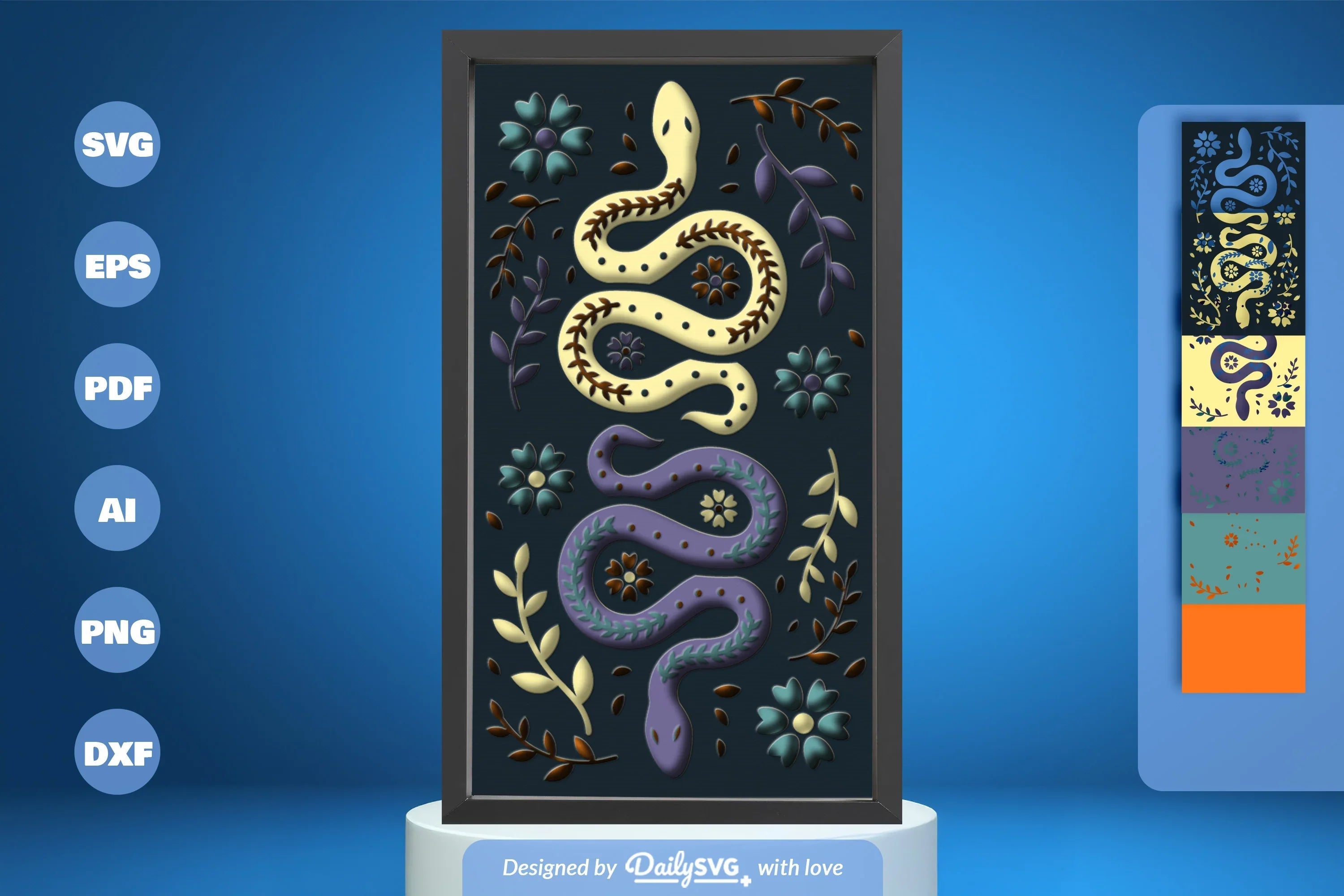Folk Art Snake Papercut SVG Bundle - CraftNest - Digital Crafting and Art