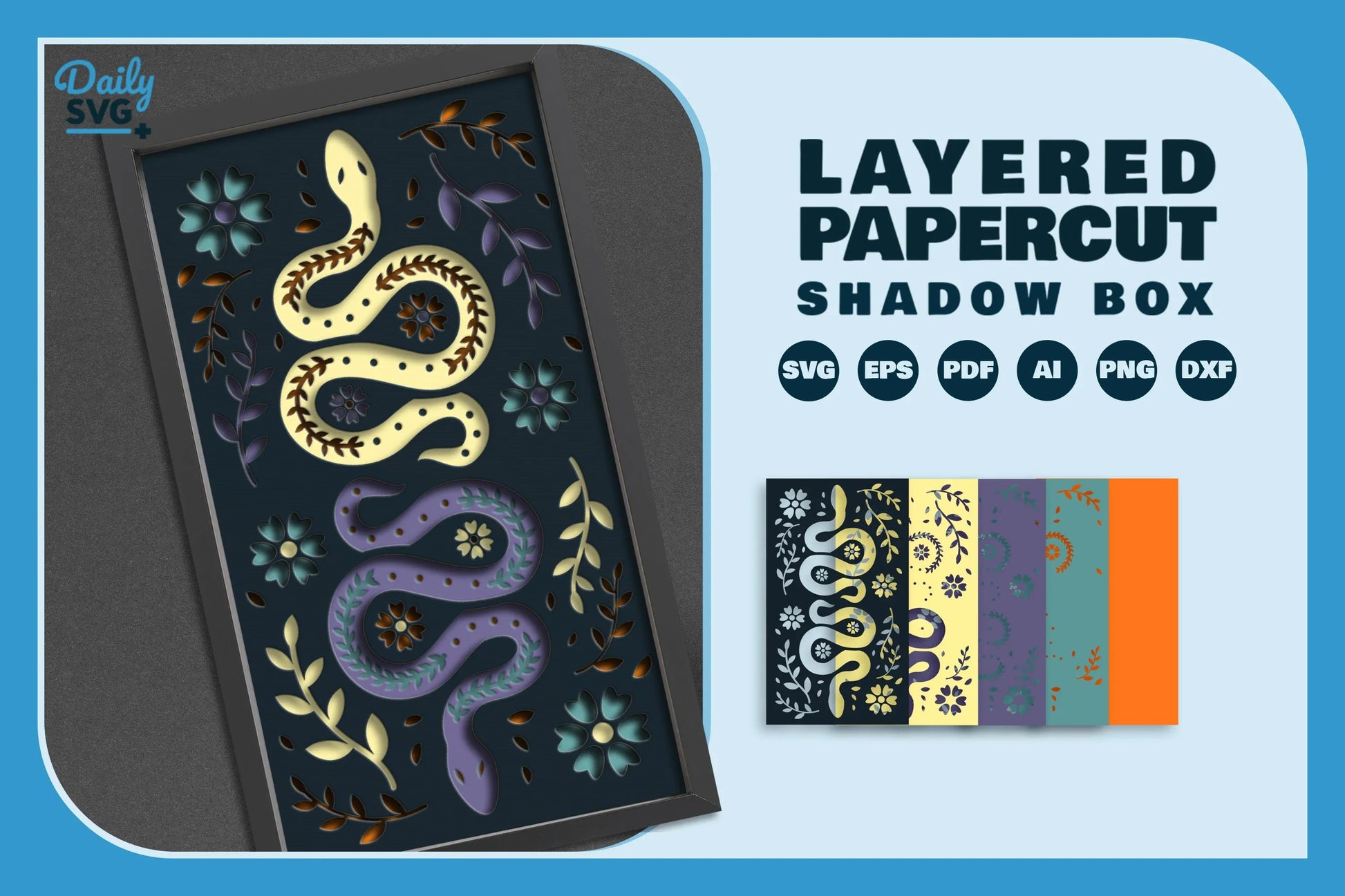 Folk Art Snake Papercut SVG Bundle - CraftNest - Digital Crafting and Art