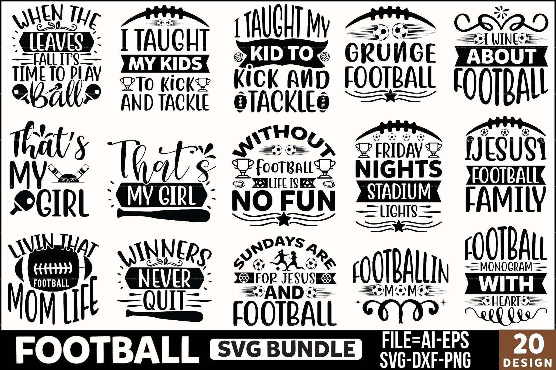 Football Design SVG Bundle 4 - CraftNest - Digital Crafting and Art