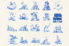 Forest Study Blue Ink Illustration Clipart Bundle - CraftNest - Digital Crafting and Art