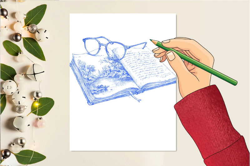 Forest Study Blue Ink Illustration Clipart Bundle - CraftNest - Digital Crafting and Art