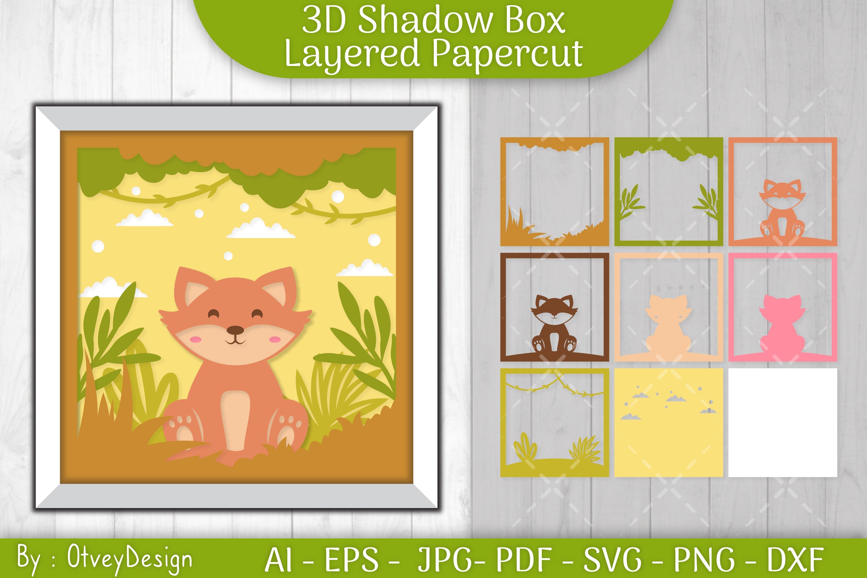 Fox Animals Shadow Box Layered Papercut SVG Bundle