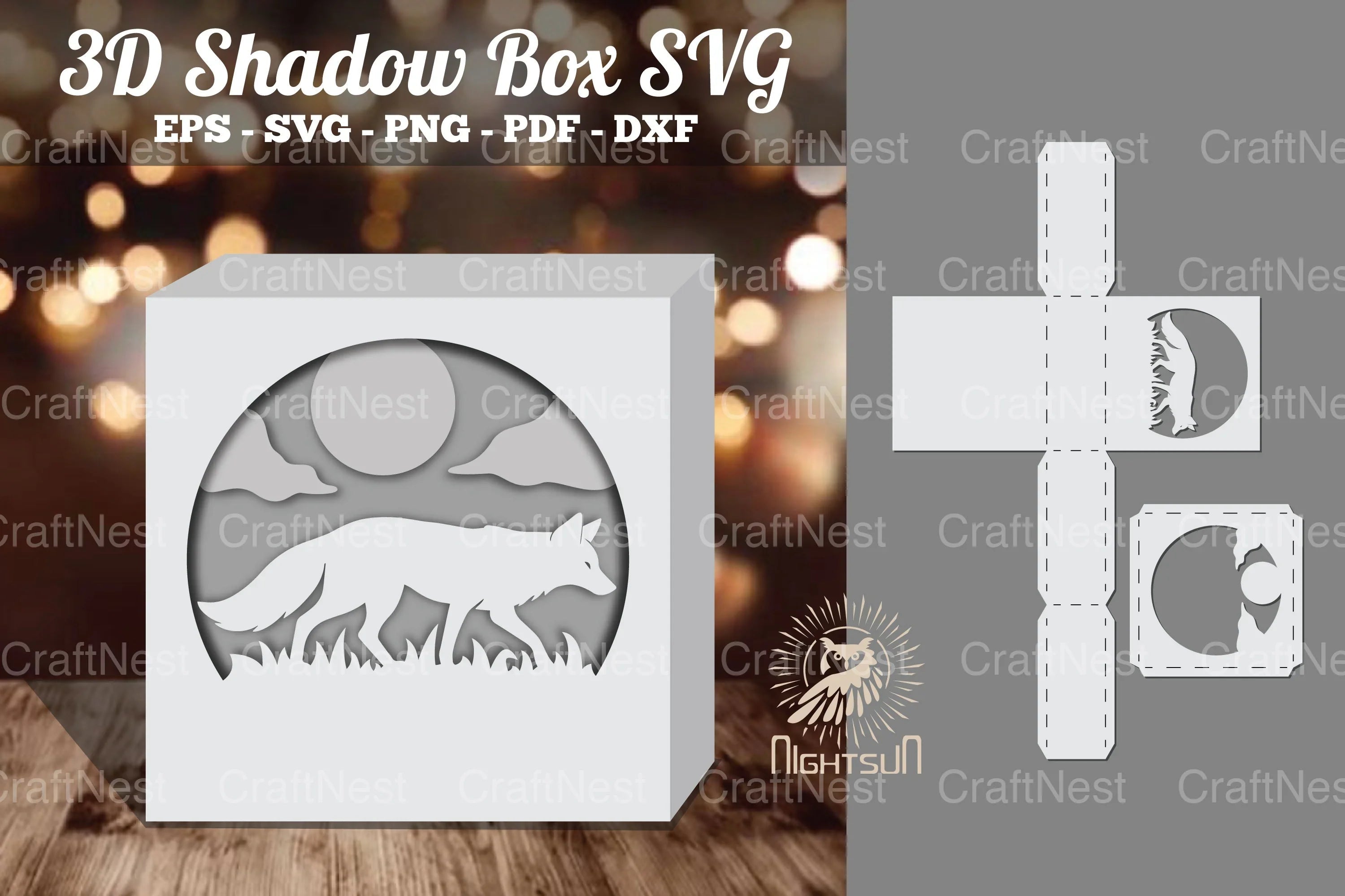 Fox 3D Papercut Shadow Box SVG Bundle - CraftNest - Digital Crafting and Art