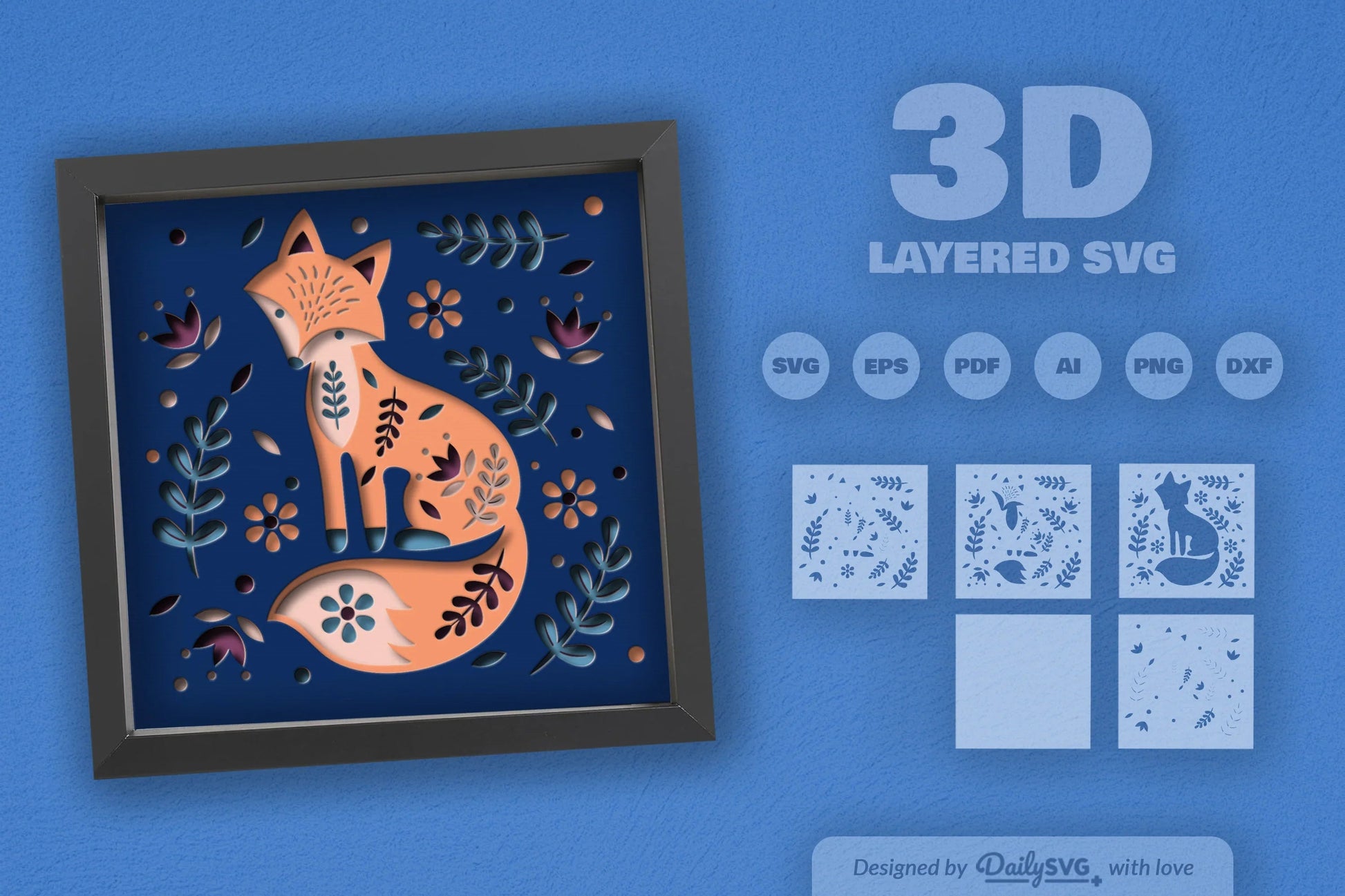 Fox Folk Art Papercut SVG Bundle - CraftNest - Digital Crafting and Art
