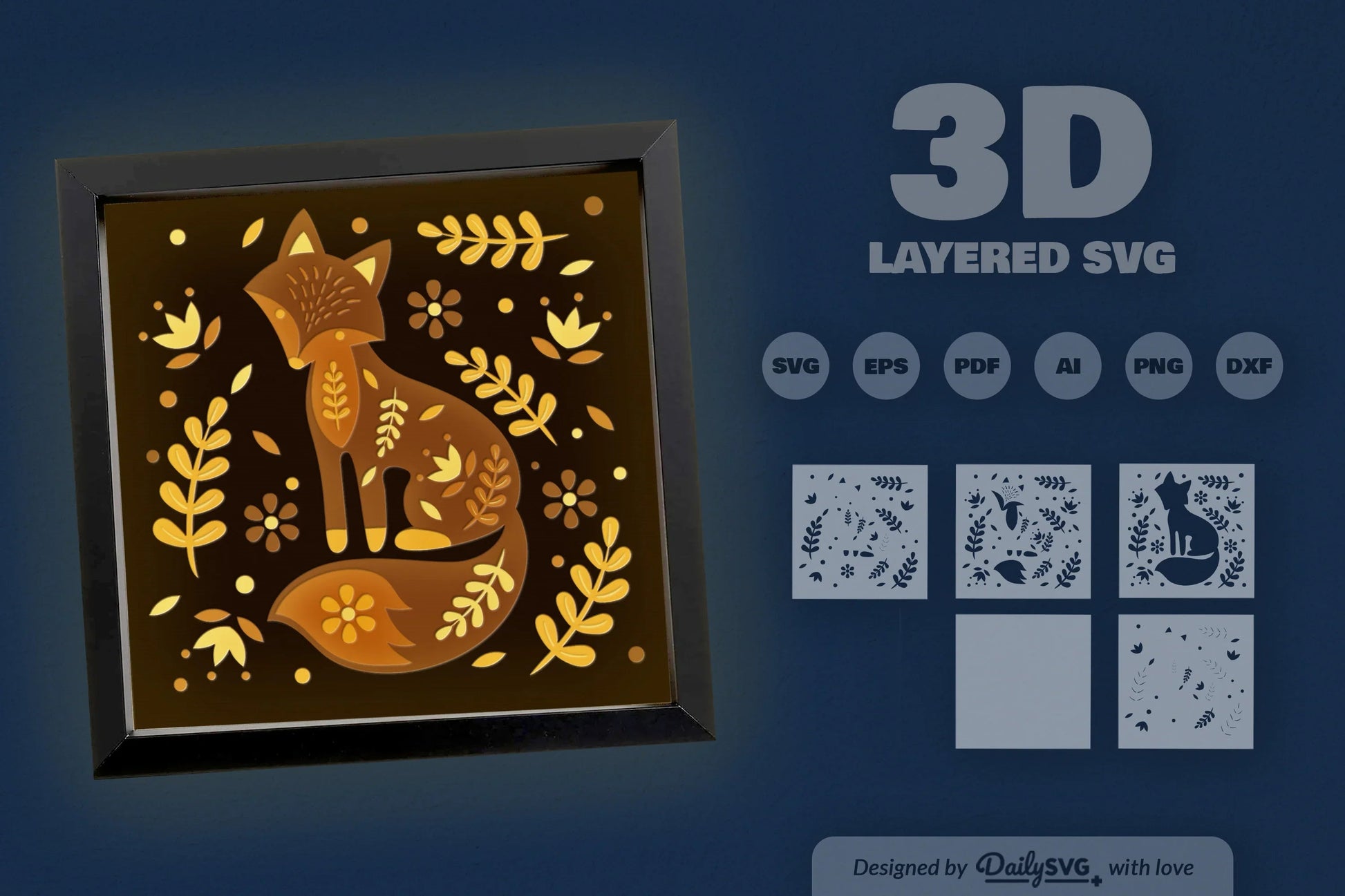 Fox Folk Art Papercut SVG Bundle - CraftNest - Digital Crafting and Art