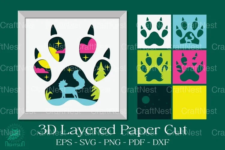 Fox Footprint 3D Layered Papercut Clipart Bundle - CraftNest - Digital Crafting and Art