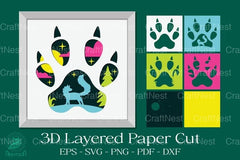Fox Footprint 3D Layered Papercut Clipart Bundle - CraftNest - Digital Crafting and Art