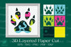 Fox Footprint 3D Layered Papercut Clipart Bundle