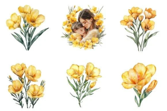Freesia Mother's Day Clipart Bundle 4 - CraftNest - Digital Crafting and Art