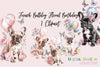 French Bulldog Birthday Floral Clipart Bundle