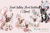 French Bulldog Birthday Floral Clipart Bundle