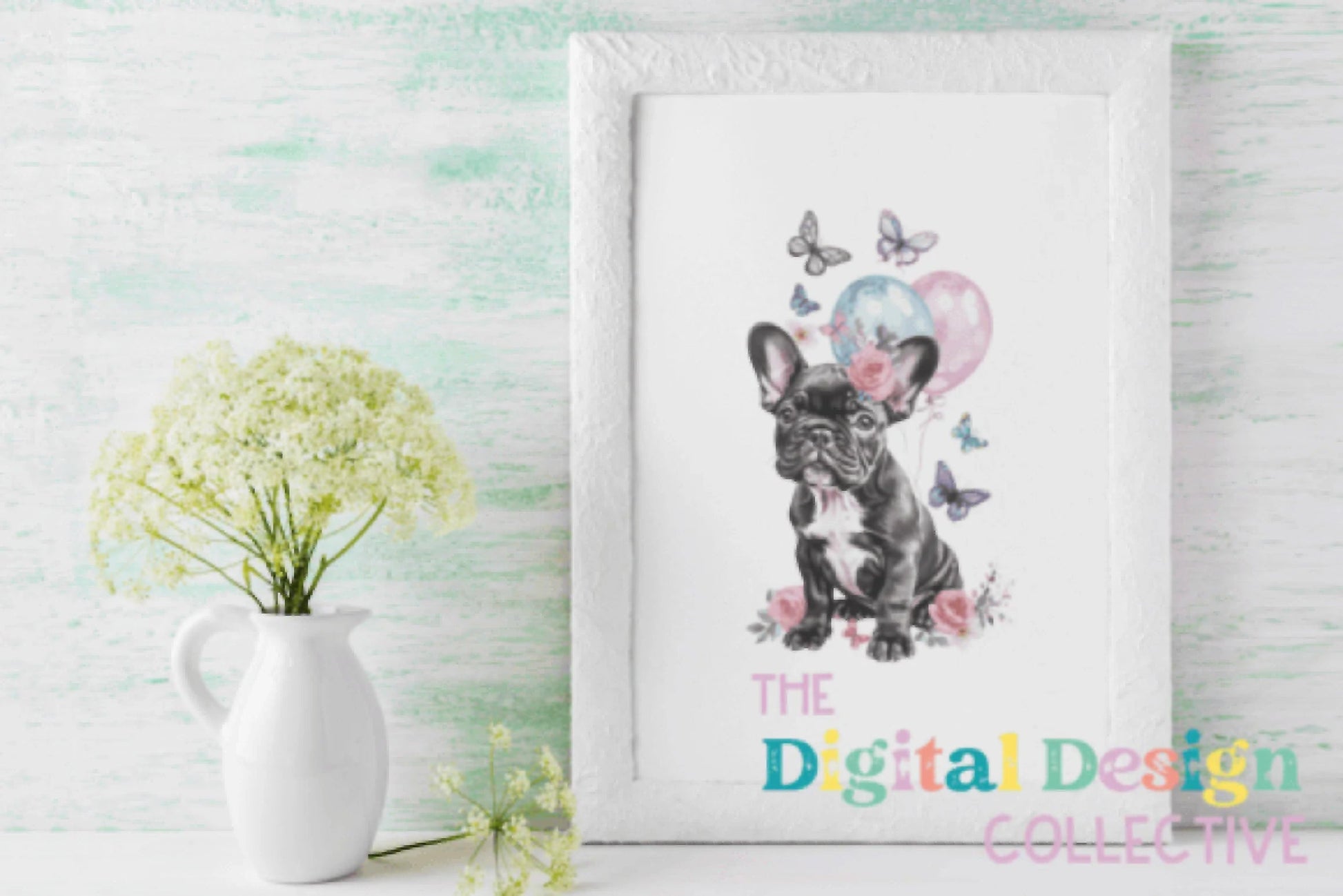 French Bulldog Birthday Floral Clipart Bundle - CraftNest - Digital Crafting and Art