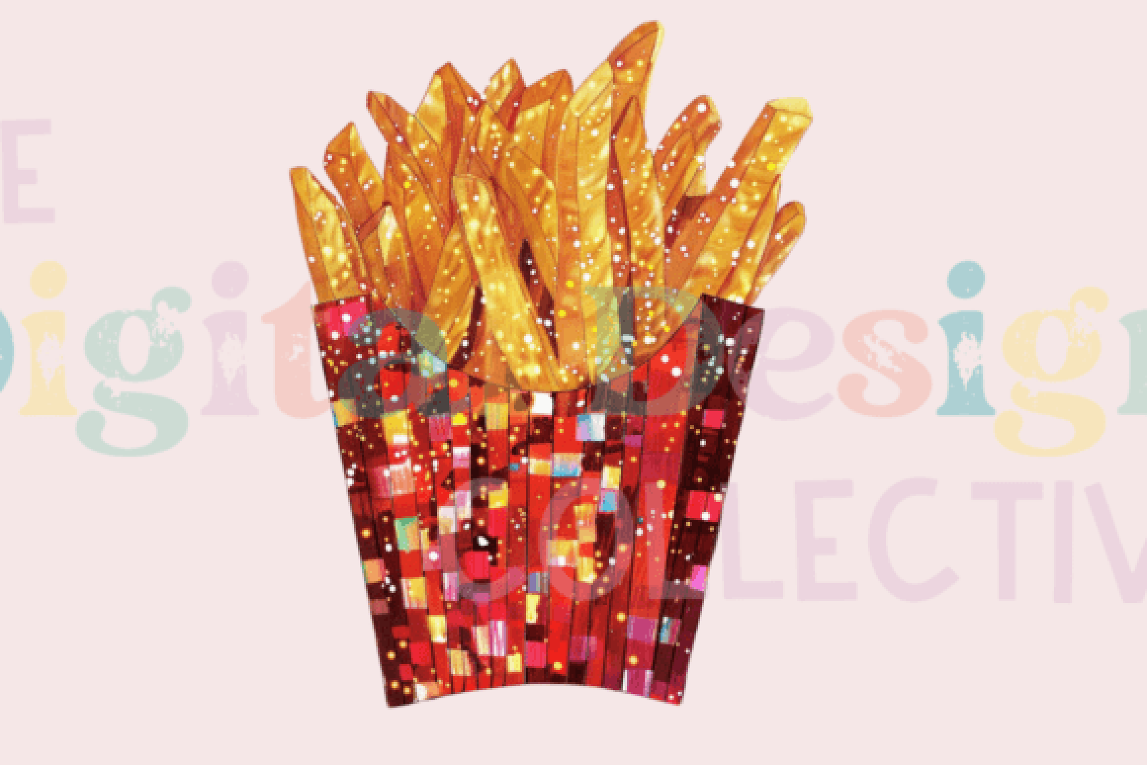 French Fries Disco Red Clipart Bundle