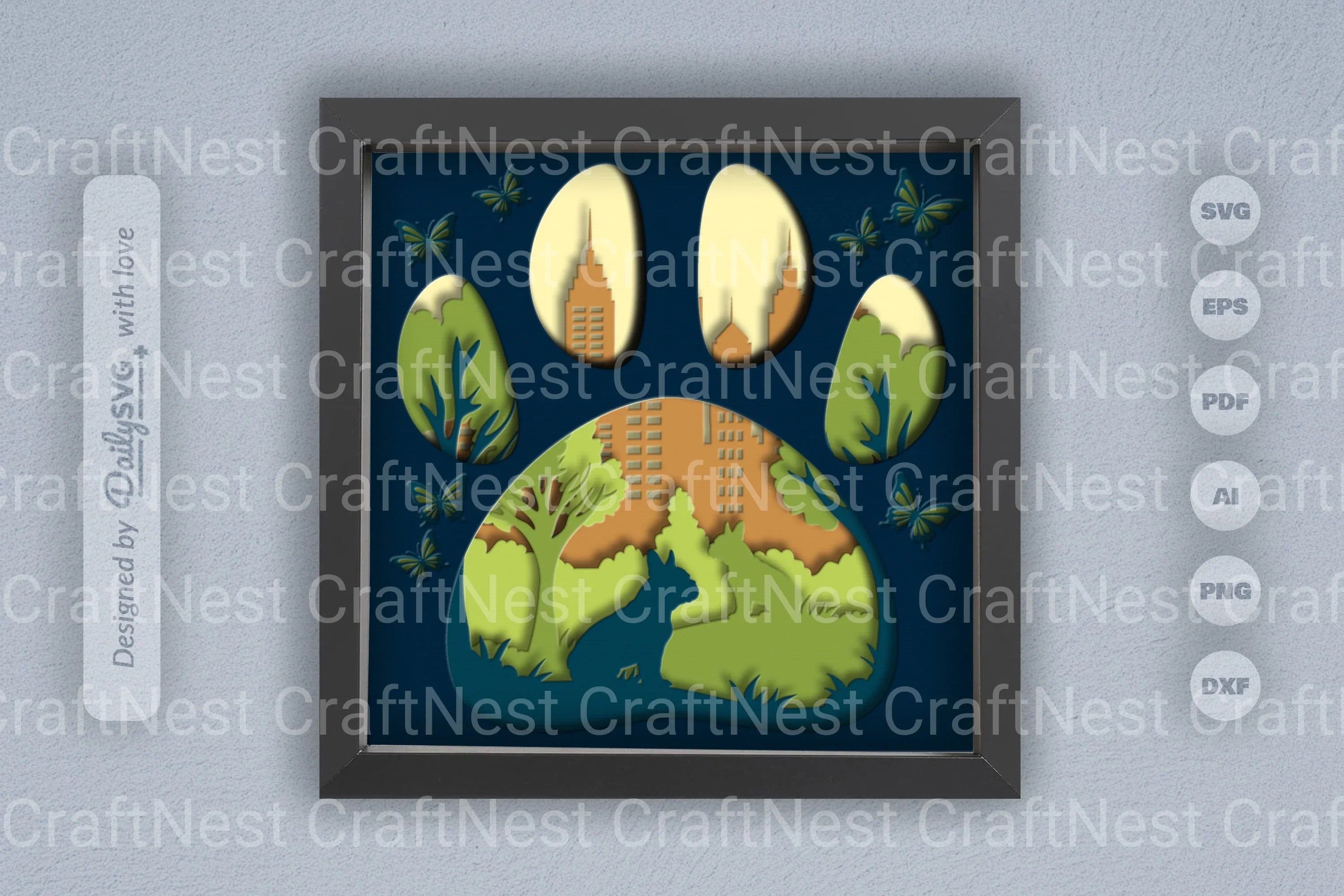 French Bulldog Park Papercut SVG Bundle - CraftNest - Digital Crafting and Art